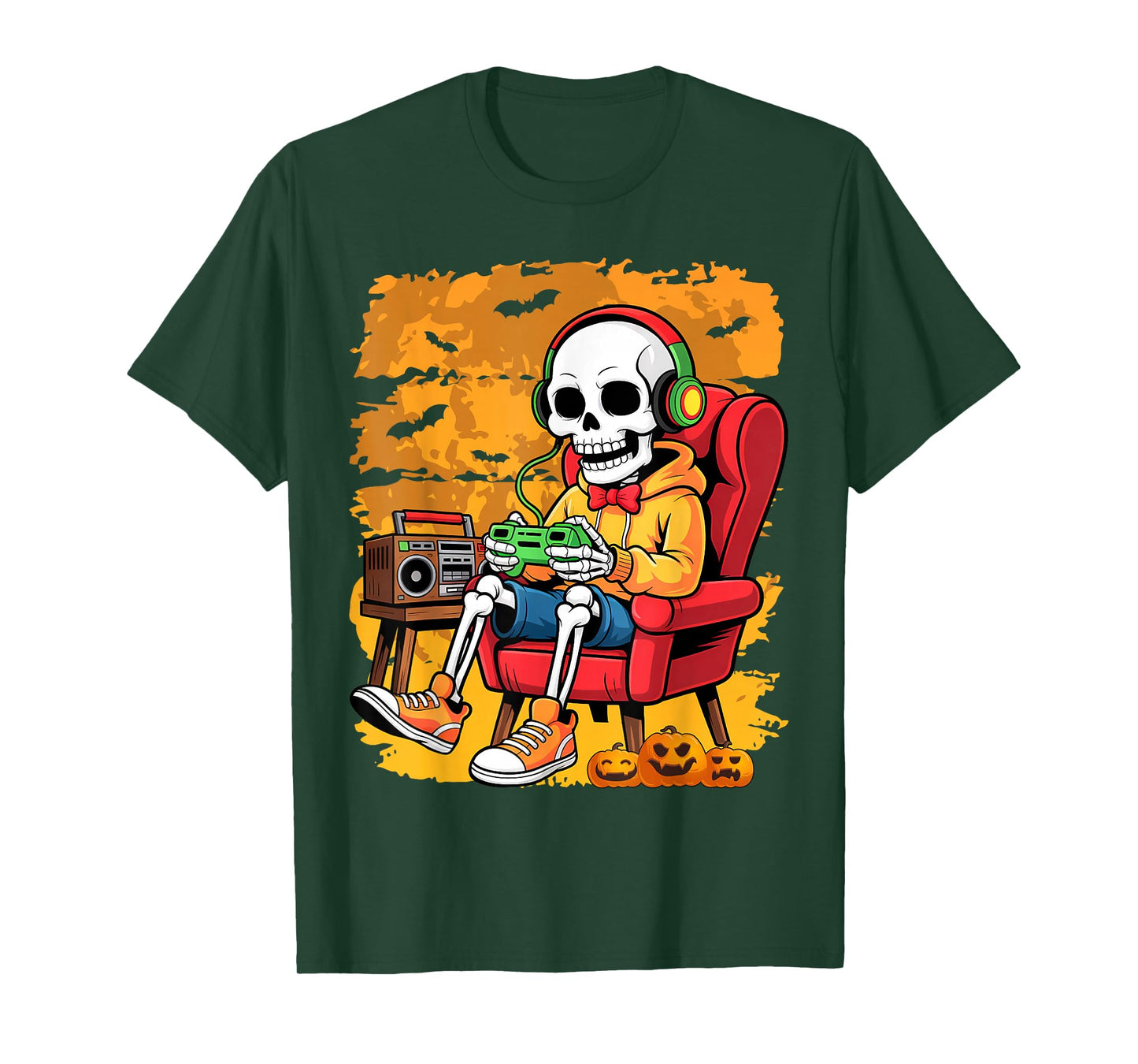 Halloween Skeleton Gamer Funny Video Gaming Boys T-Shirt