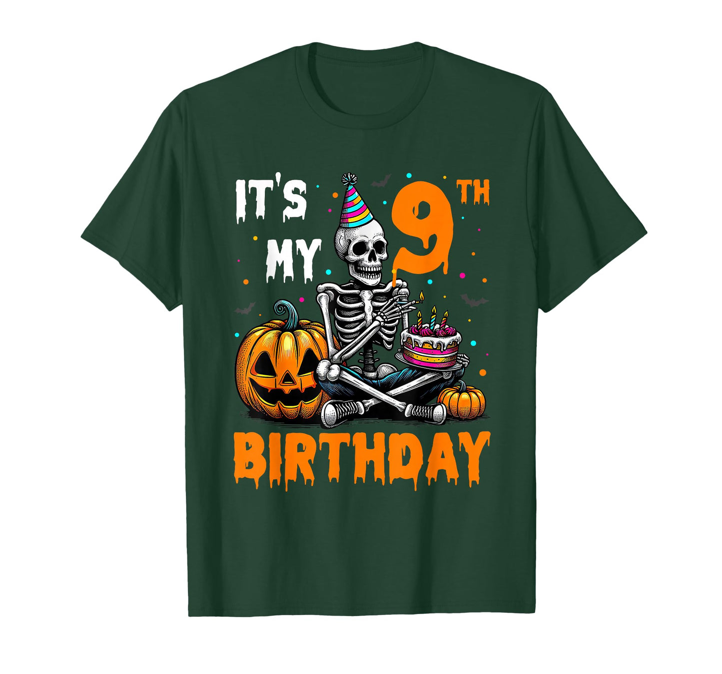 Skeleton 9th Birthday Halloween Party Kids 9 Years Gift T-Shirt