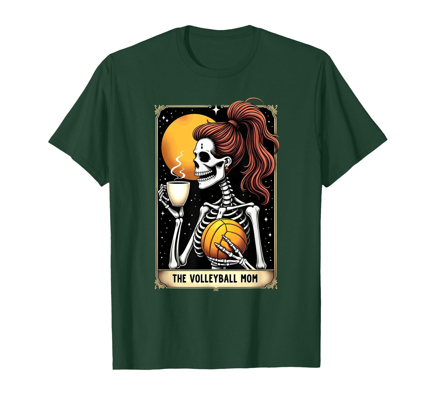 Gothic Tarot Card Skeleton Volleyball Mom Coffee T-Shirt