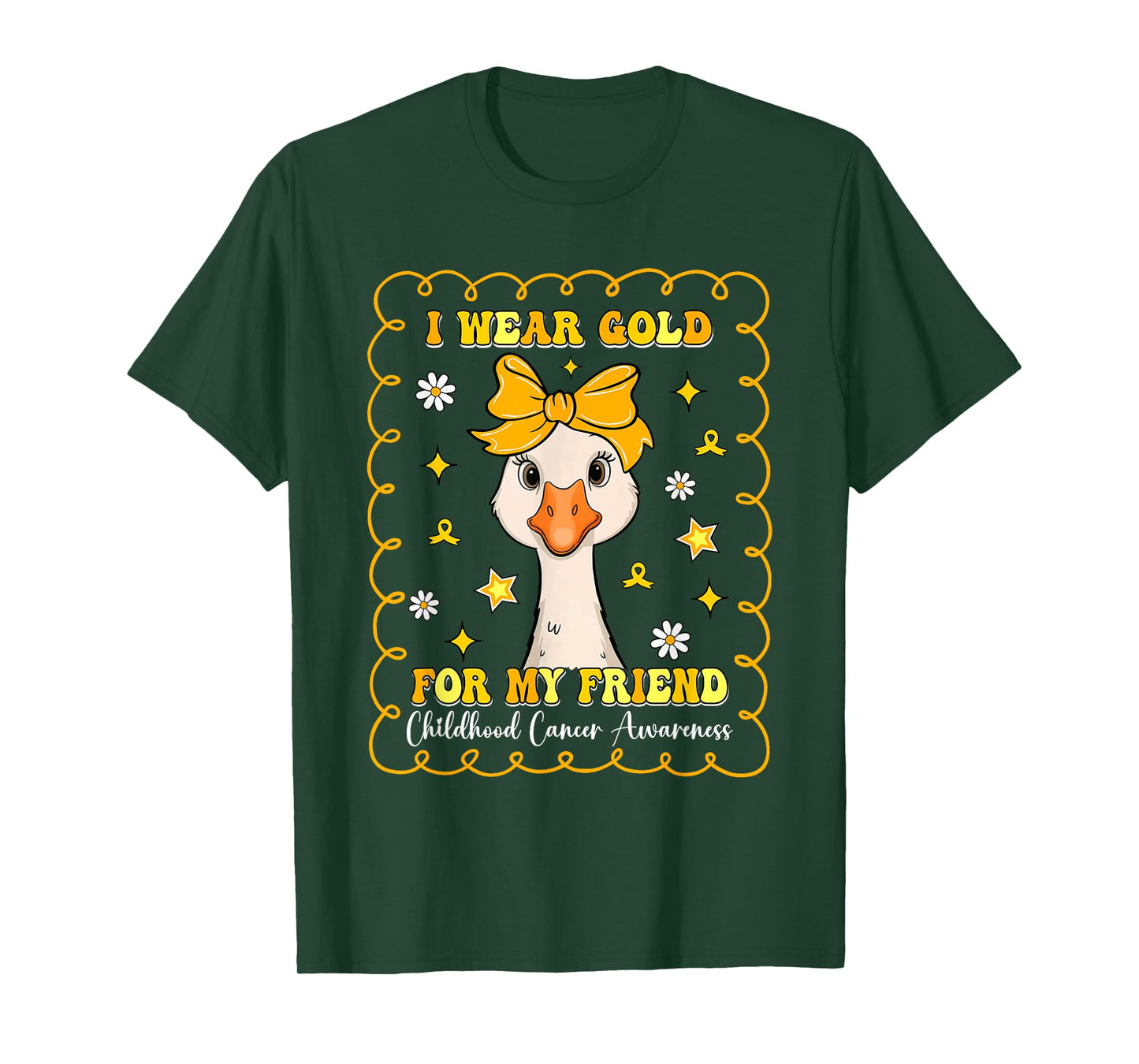 Goose I Wear Gold for My Friend Childhood Cancer Awareness T-Shirt