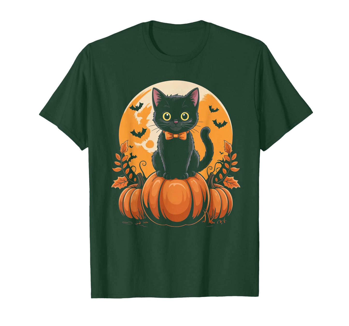 Retro Black Cat Pumpkin Halloween Costume Fall Autumn Gifts T-Shirt