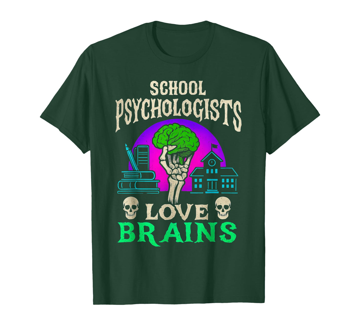 School Psychologists Love Brains Halloween Zombie Therapist T-Shirt
