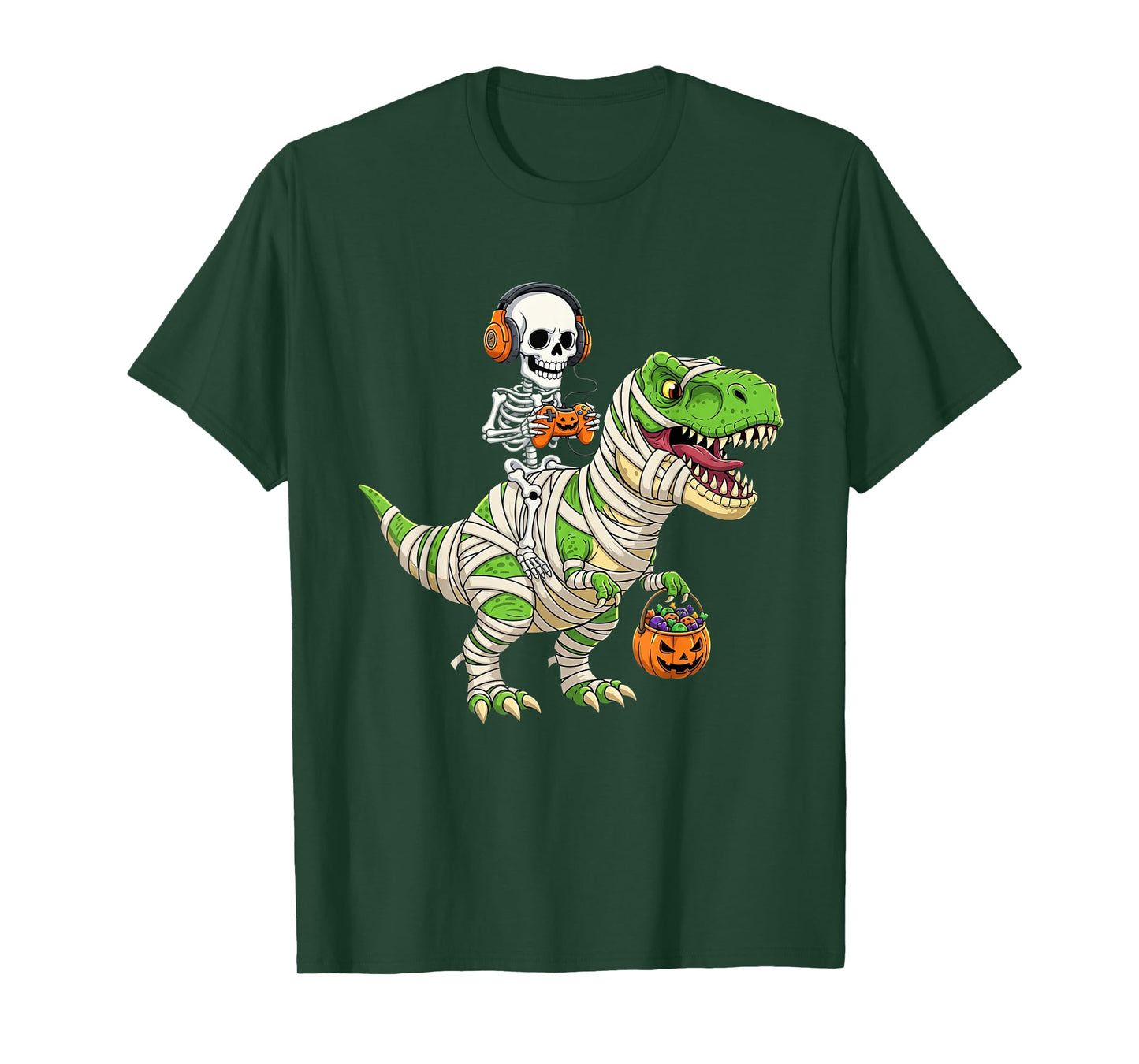 Halloween Dinosaur Skeleton Gaming for Gamers Men Boys Kids T-Shirt