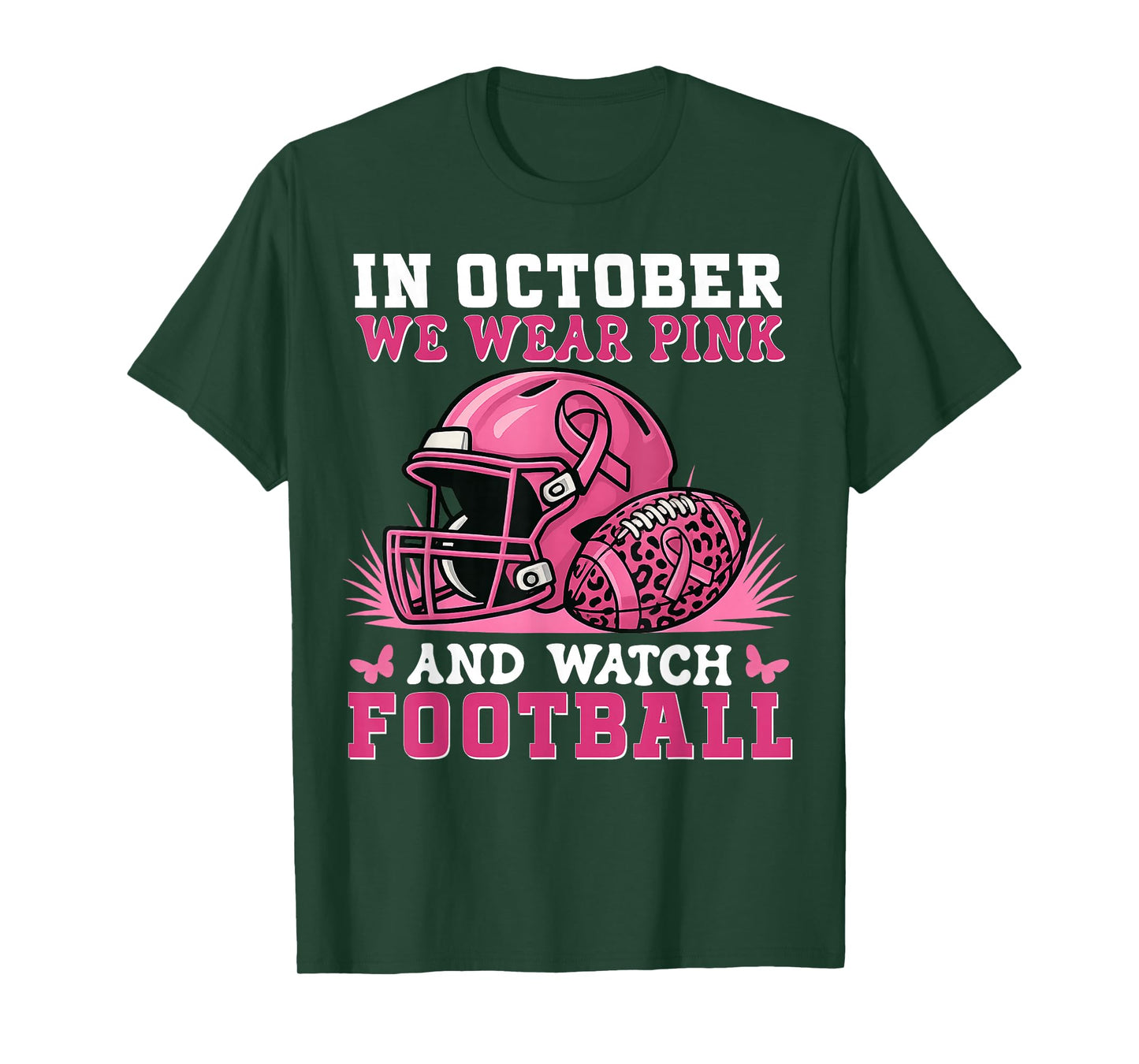 Football Breast Cancer Halloween in October we wear Pink Men T-Shirt