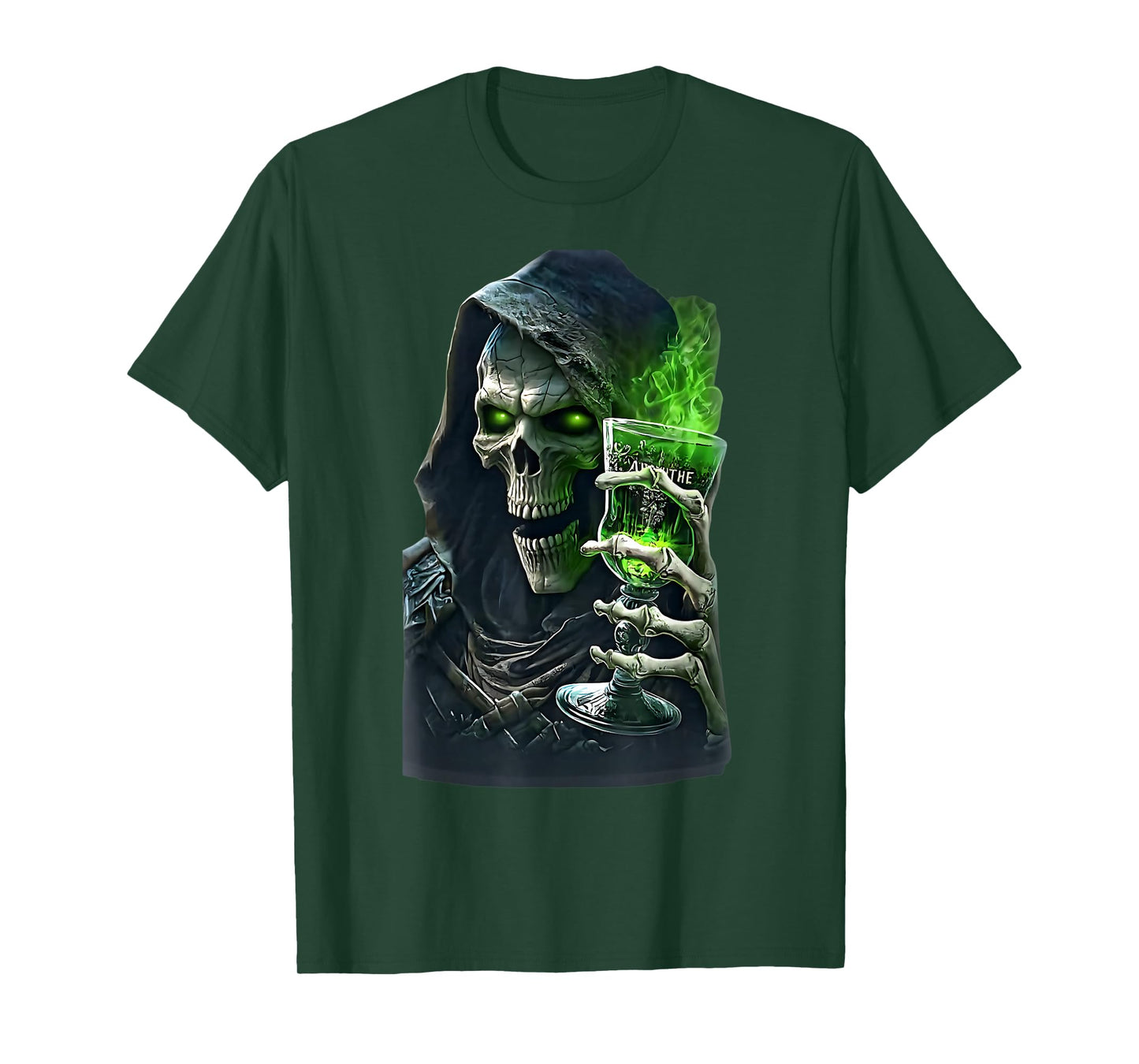 Halloween Horror Skeleton Absinthe Drinker Spooky Design T-Shirt