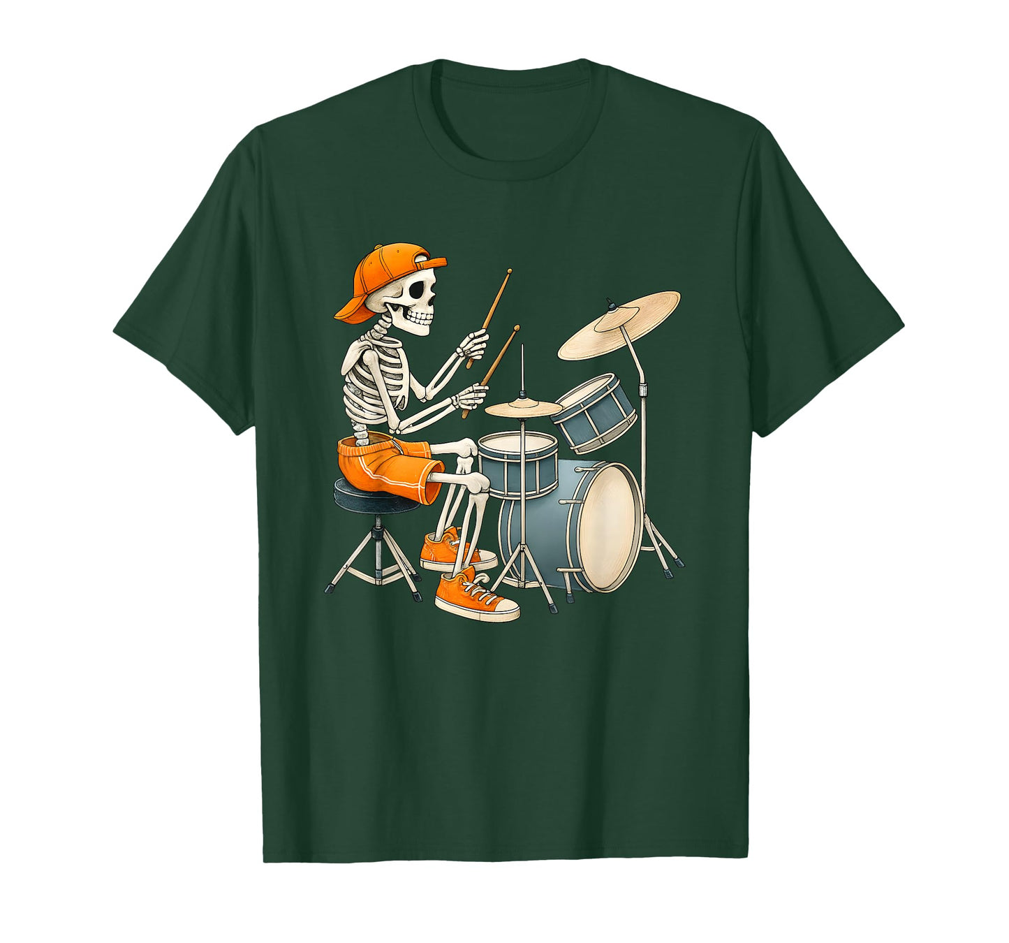 Drummer Skeleton Men Boys Drum Set T-Shirt