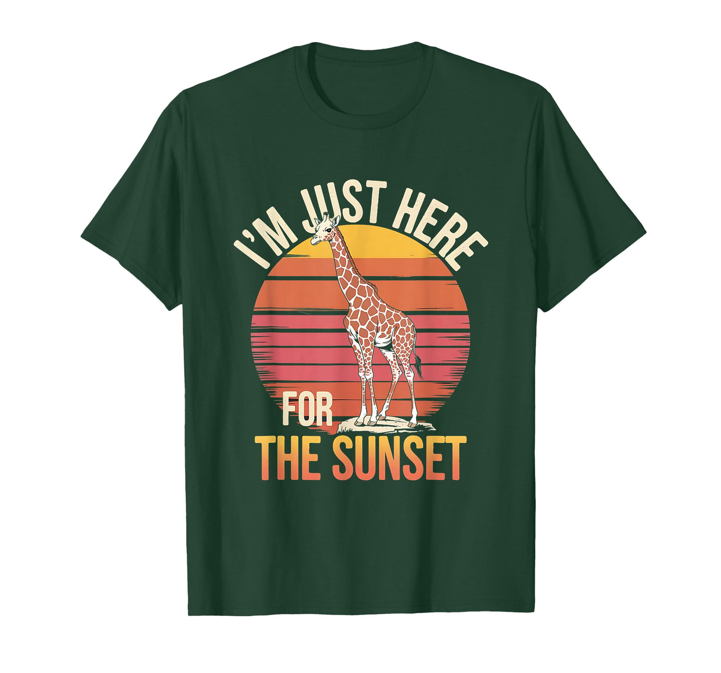 I'm Just Here For the Sunset Giraffe Retro Safari Art T-Shirt