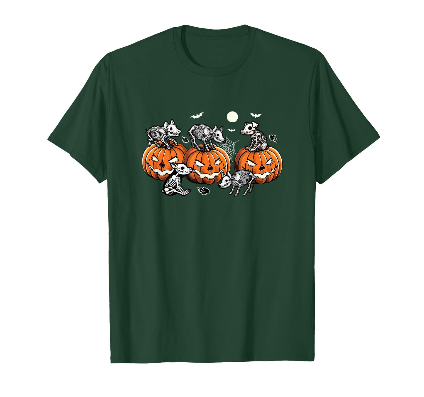 Group Skeleton Pigs On Carved Pumpkins Halloween Farmer T-Shirt