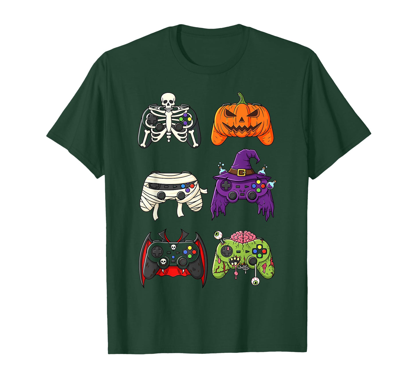 Gamer Halloween Controller Witch Zombie Skeleton T-Shirt