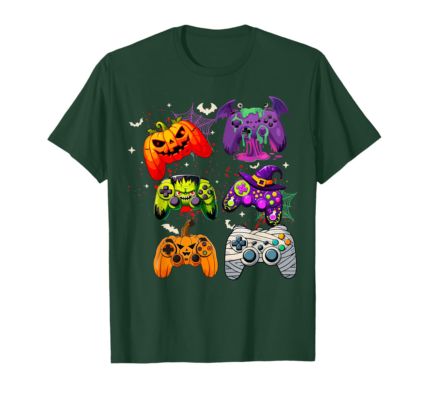 Halloween Skeleton Zombie Gaming Controllers Mummy Boys Kids T-Shirt