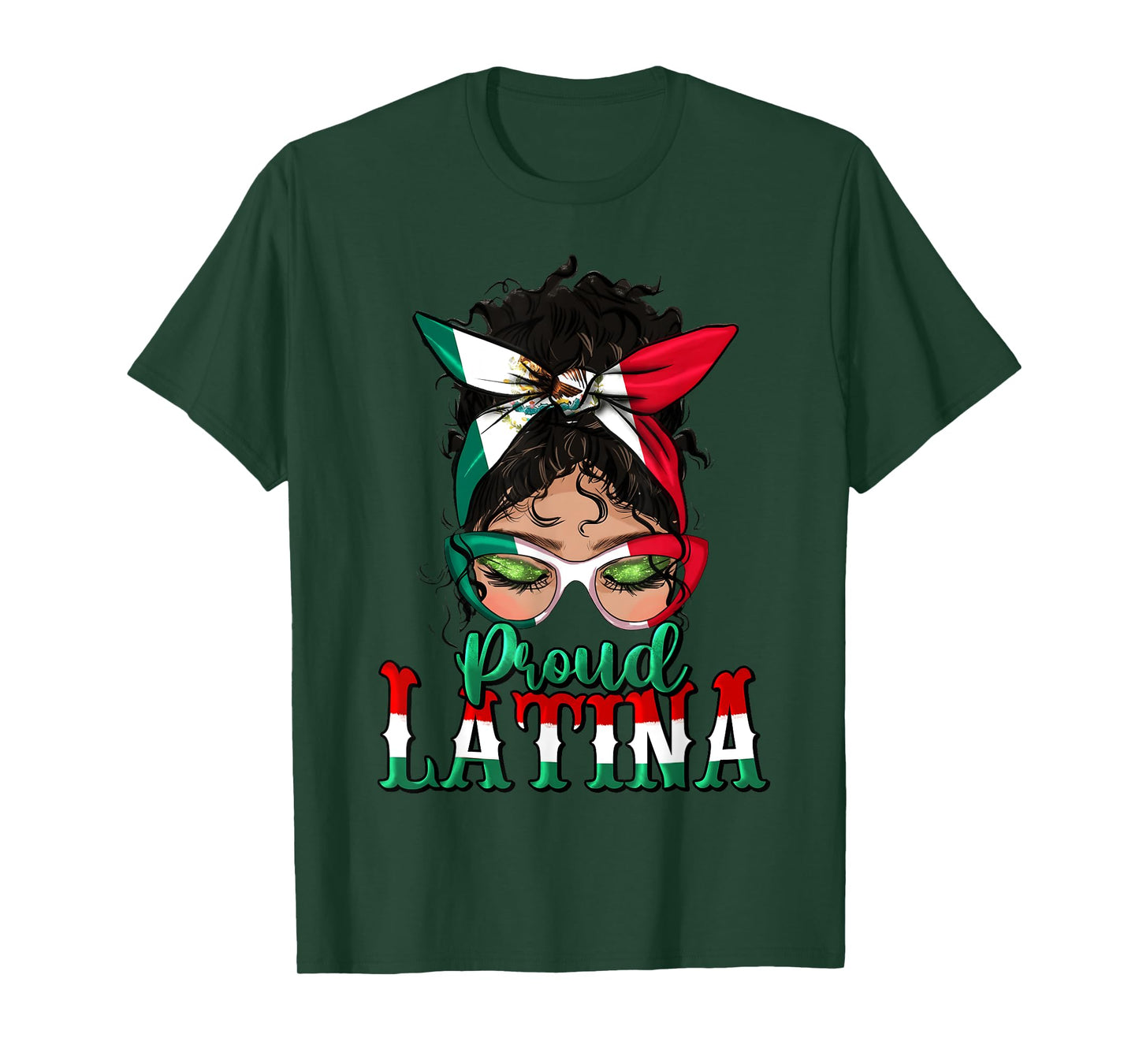 Proud Latina Messy Bun Mama Lady Girl Mexican Cinco De Mayo T-Shirt