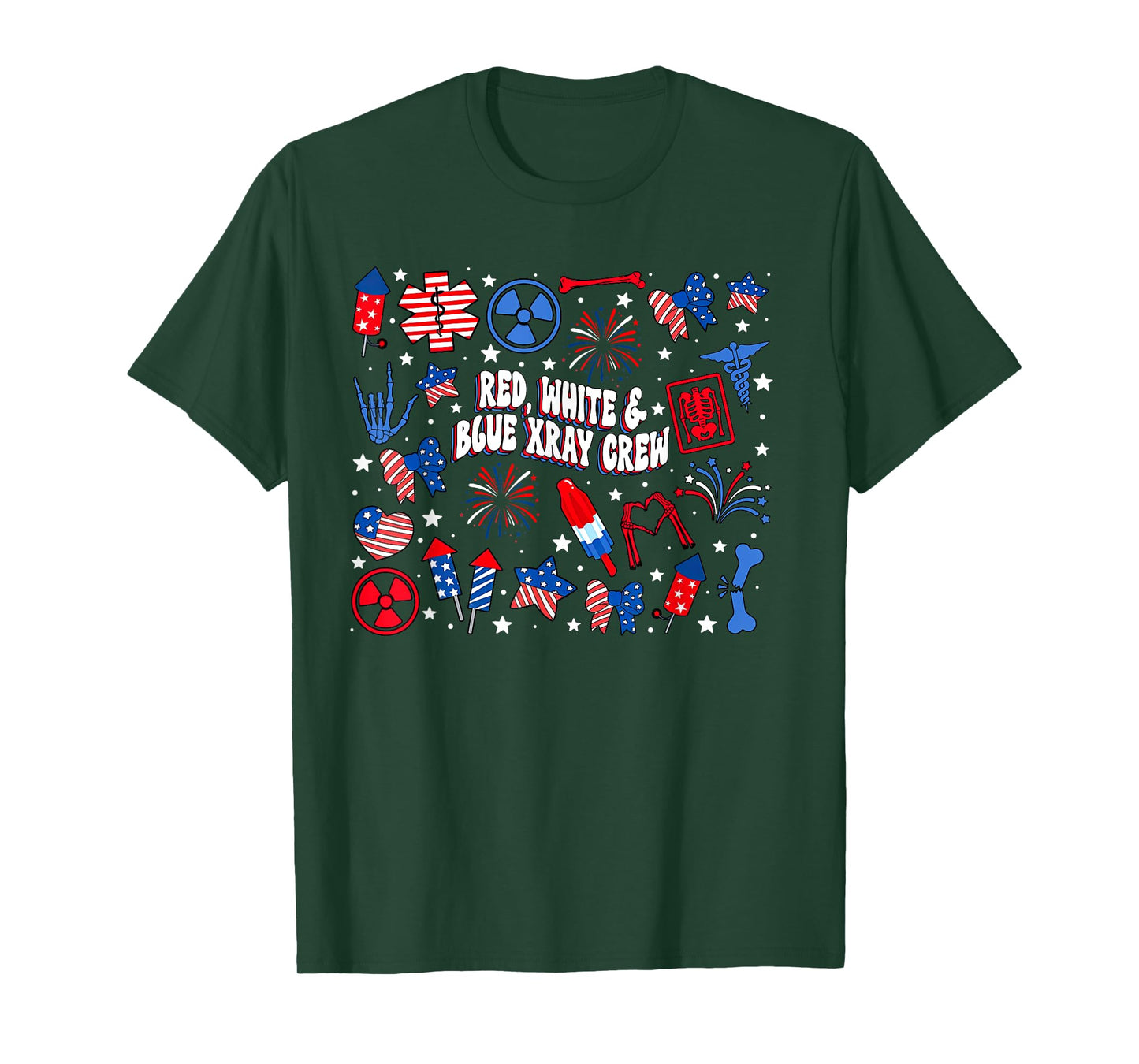 Red White Blue Xray Crew Radiology Technologist 4th Of July T-Shirt