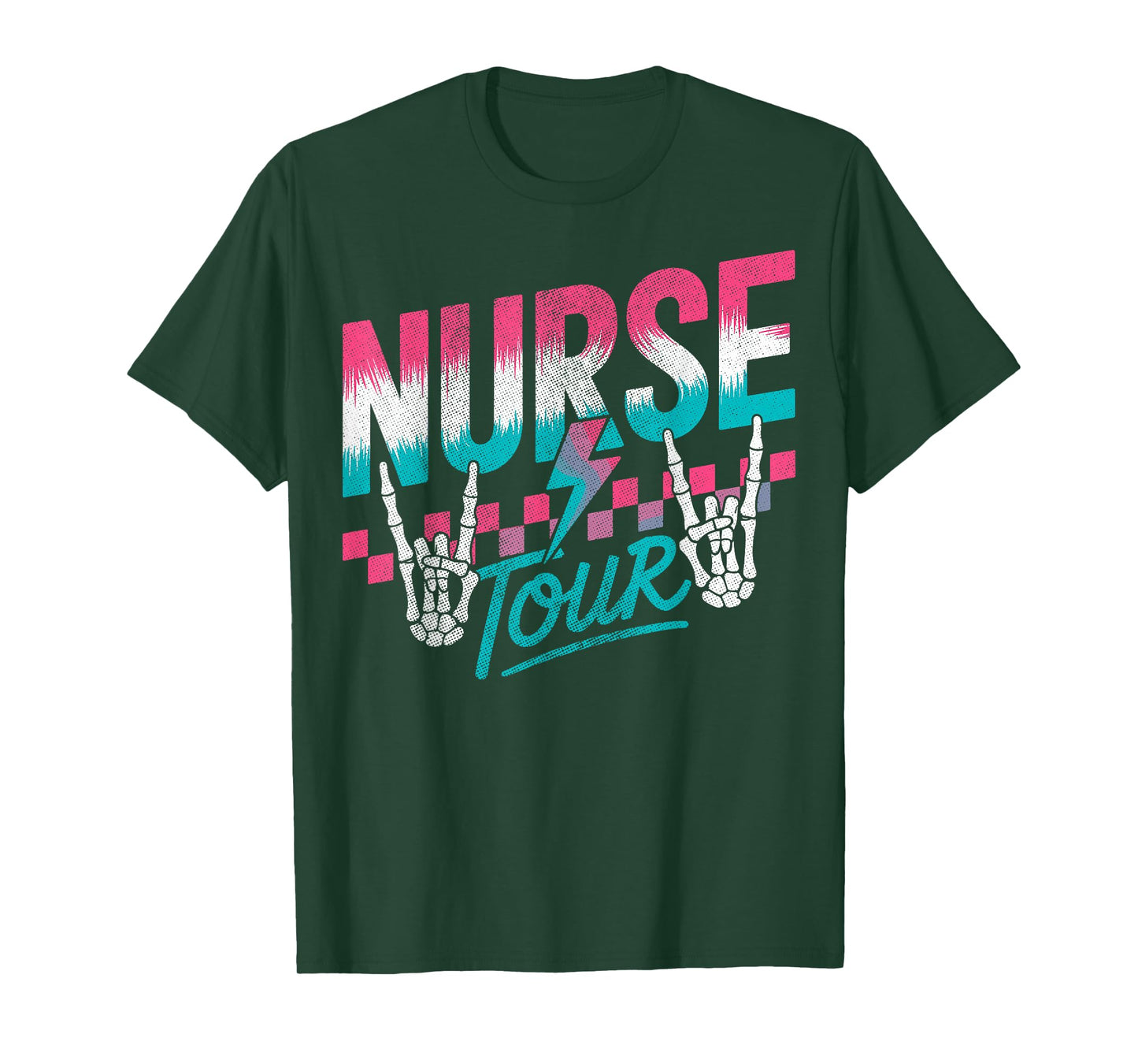 Nurse Tour Skeleton Rock Sign Hands Nurses Nursing Students T-Shirt