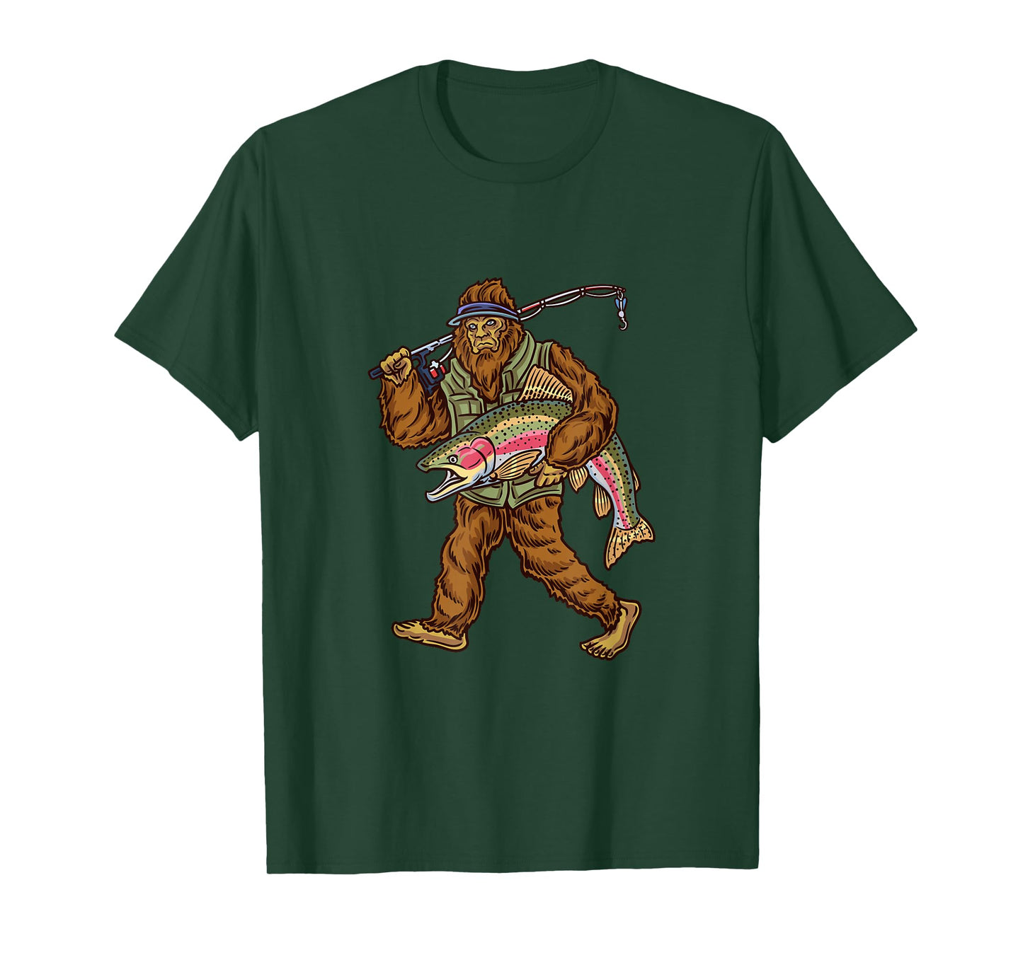 Rainbow Trout River Fishing Bigfoot Hunting Fishermen T-Shirt