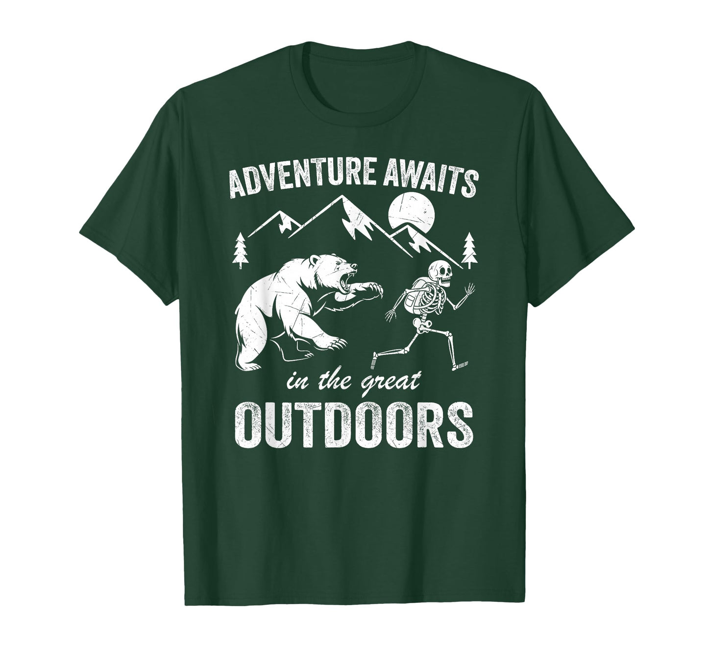 Adventure Awaits Skeleton Hiker Spooky Hiking Backpacking T-Shirt