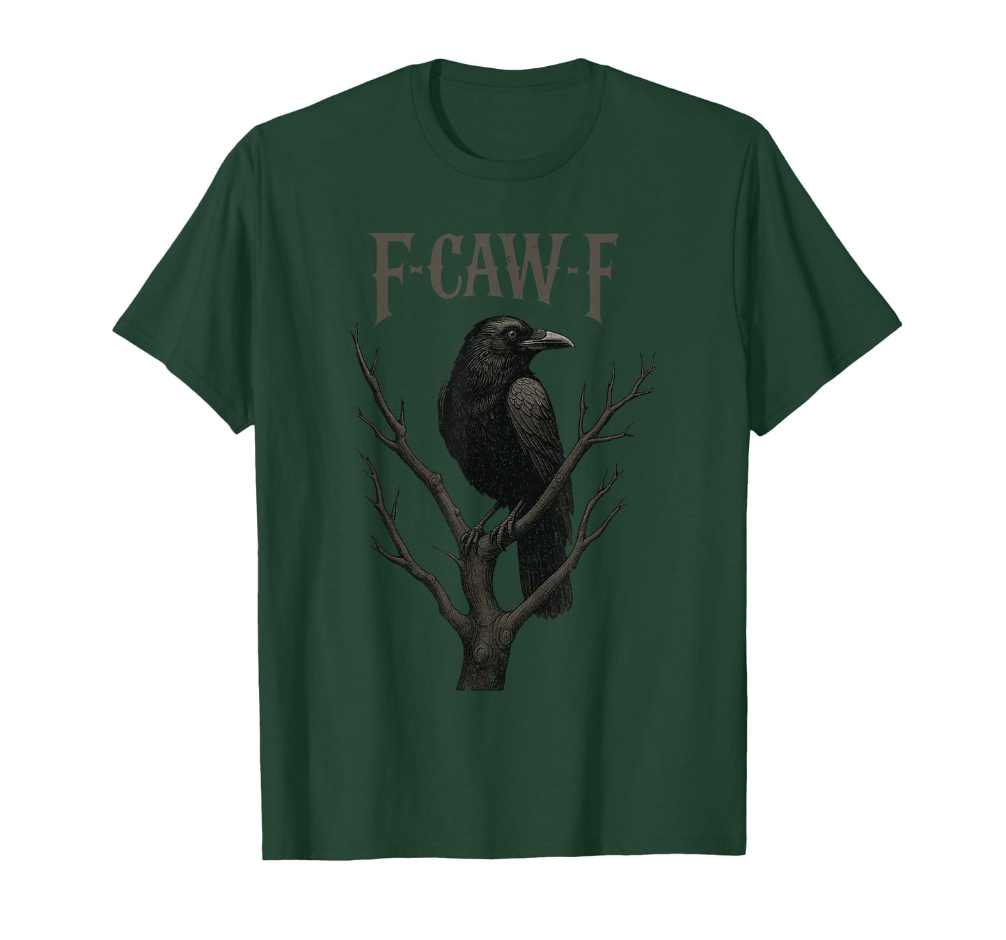 Black Crow F-Caw-F Full Moon Gothic Black Bird Adult Humor T-Shirt