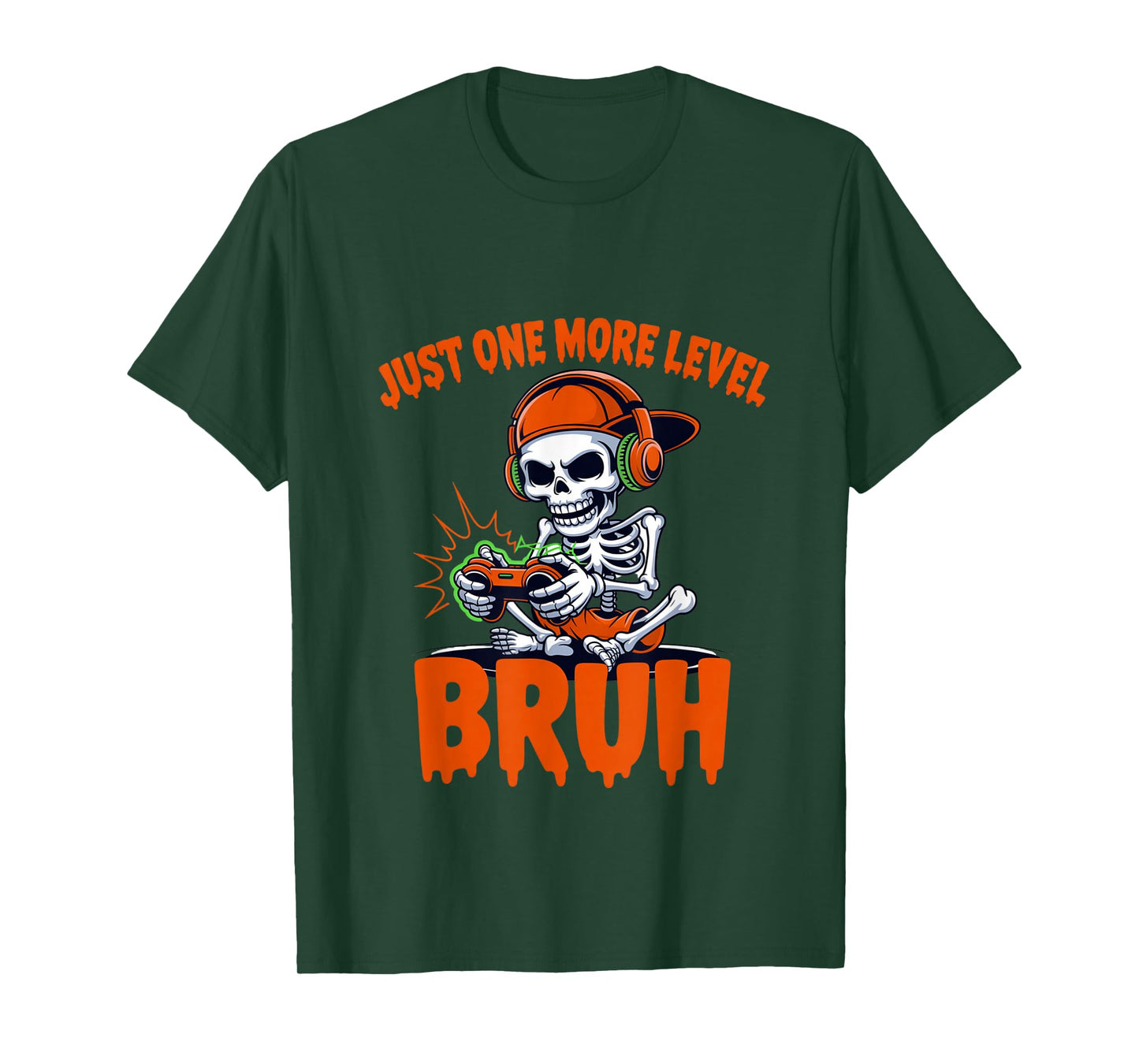 Just One More Level Skeleton Gamer Bruh Funny Halloween T-Shirt