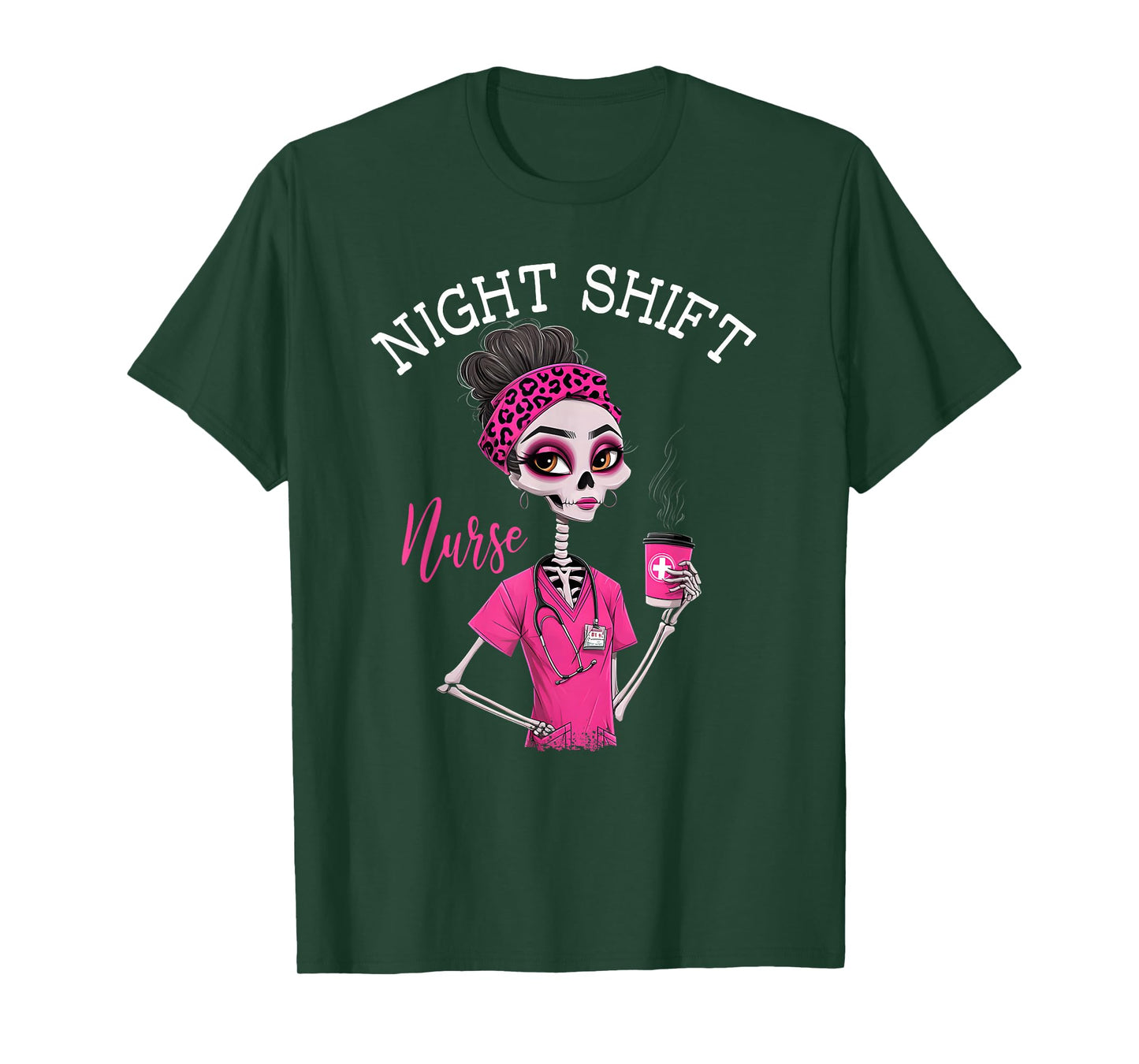 RN ICU Night Shift Nurse Skeleton T-Shirt