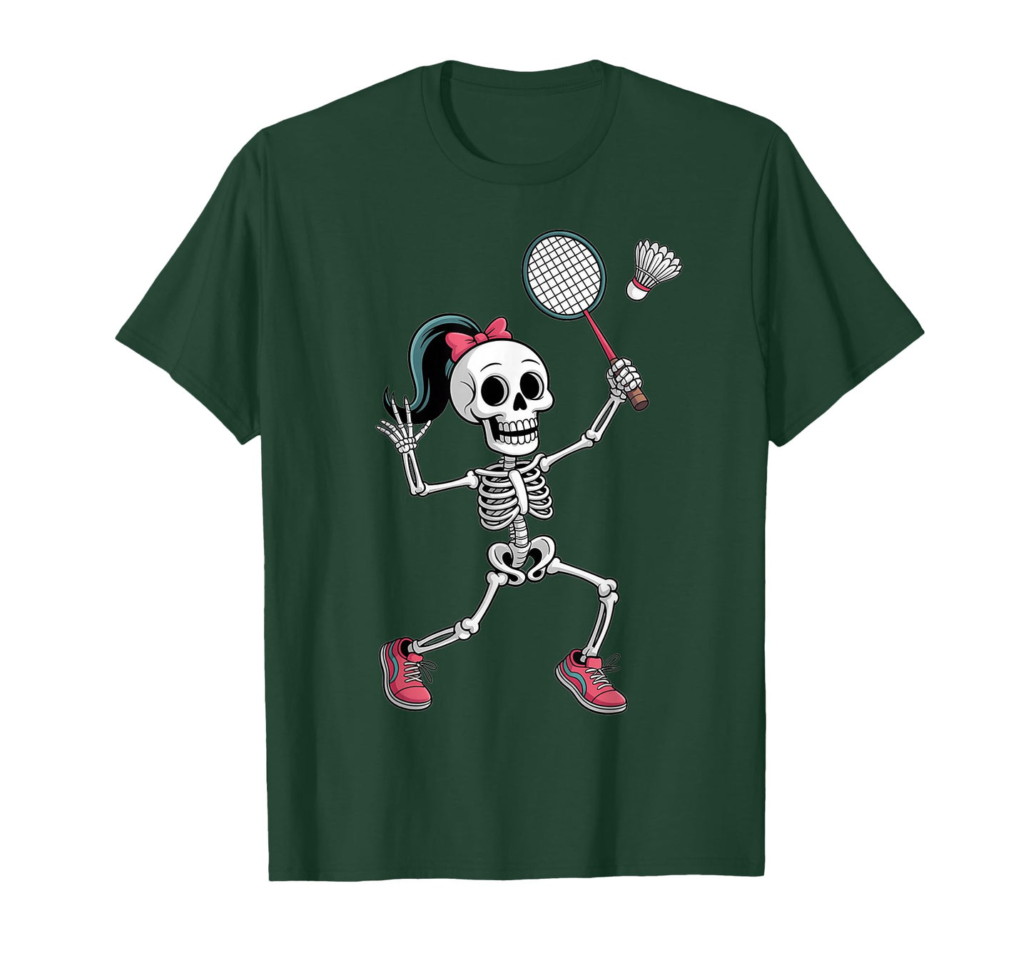 Skeleton Badminton Halloween Costume Funny Women Girls Kids T-Shirt