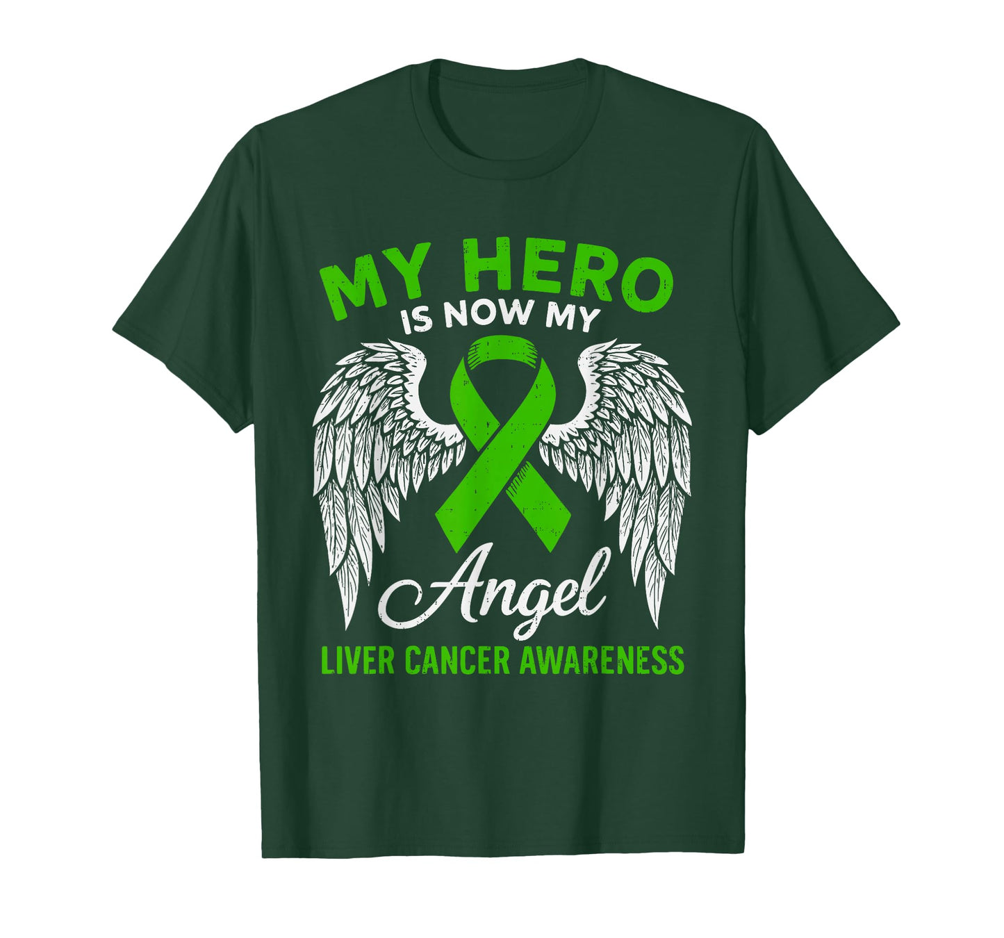 Liver Cancer Awareness Remembrance Ribbon Green Adult Kids T-Shirt