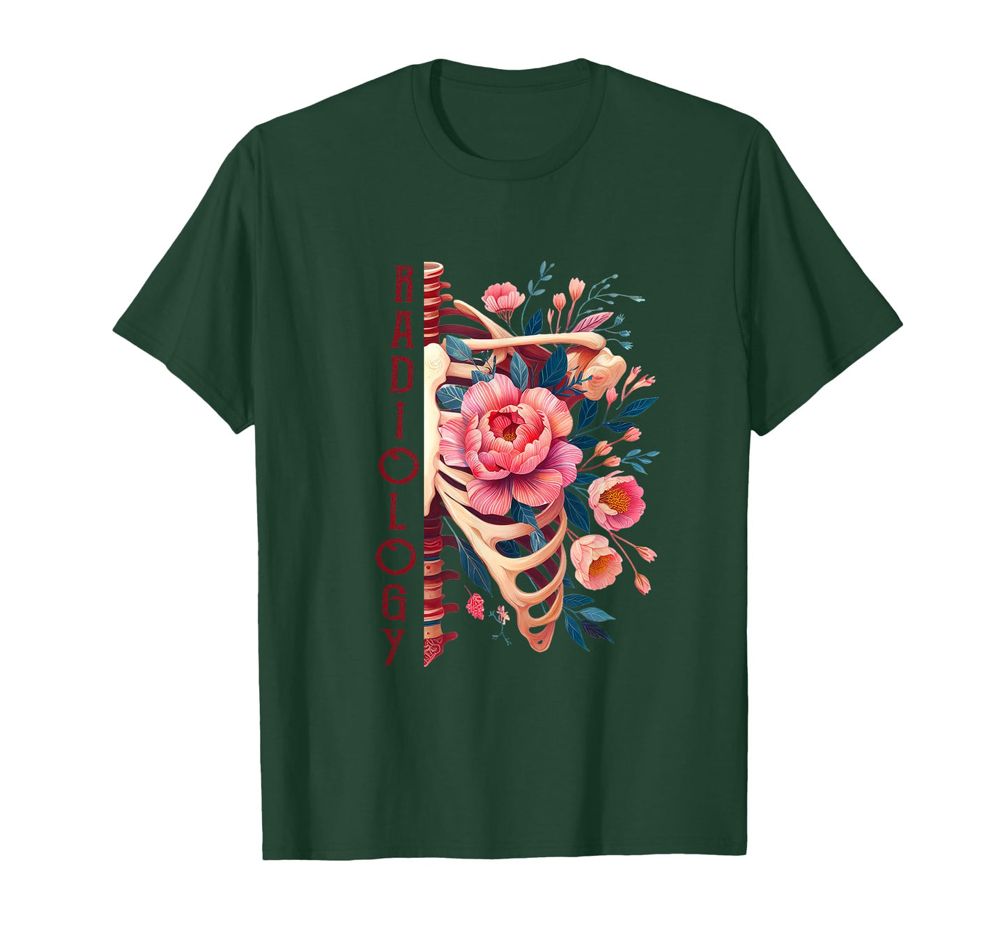 Floral Rib Cage Radiology Skeleton X-Ray Tech Radiologist T-Shirt