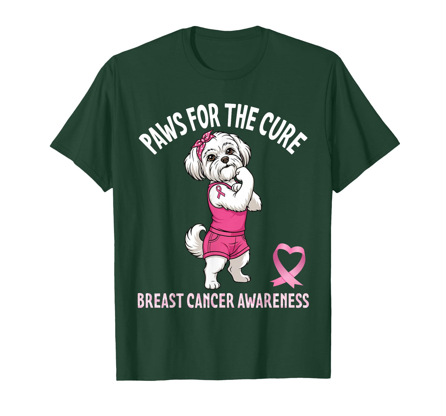 Havanese Dog Warrior With Pink Ribbon Paws For The Cure T-Shirt