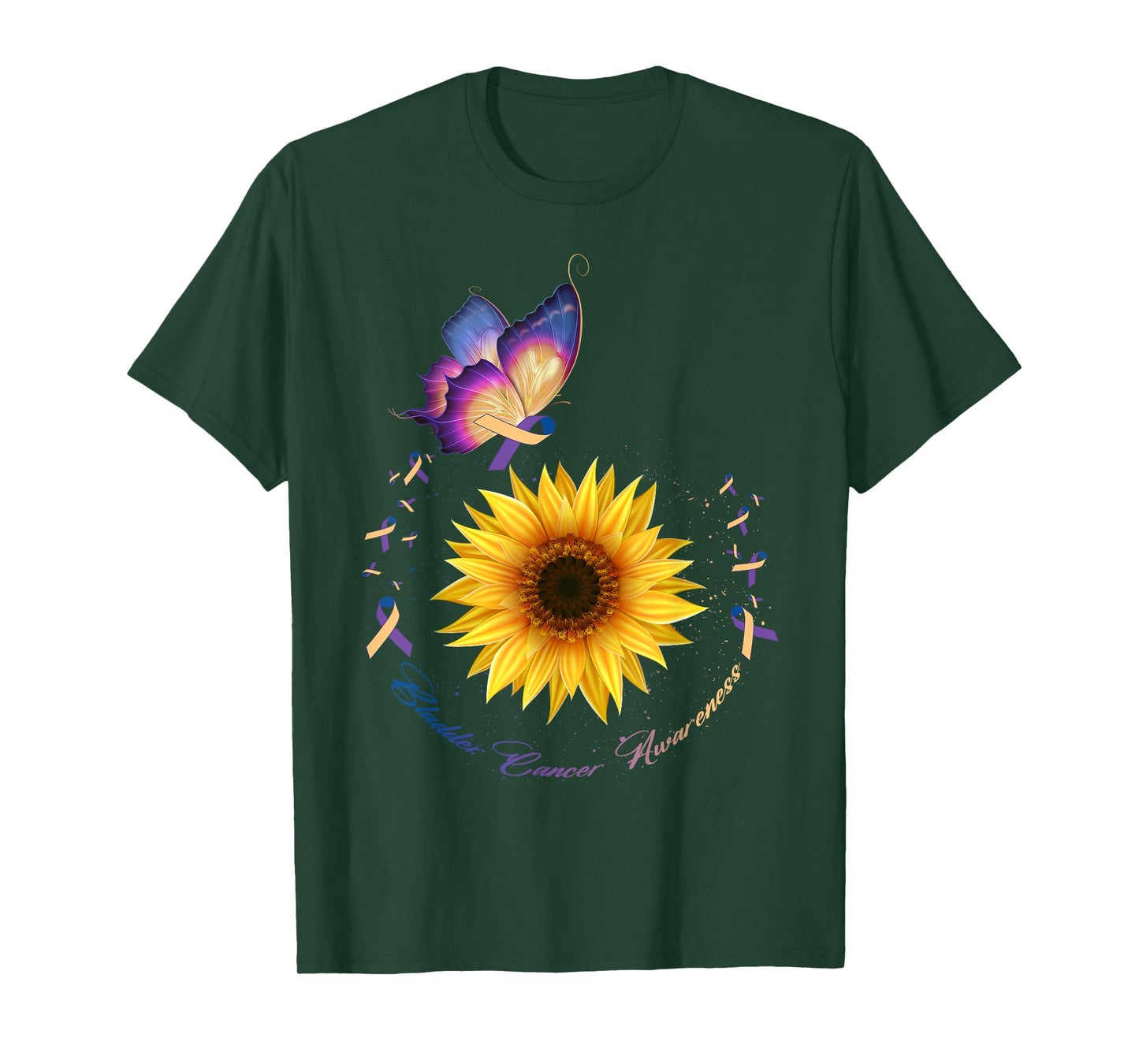Butterfly & Sunflower Bladder Cancer Awareness Month Warrior T-Shirt