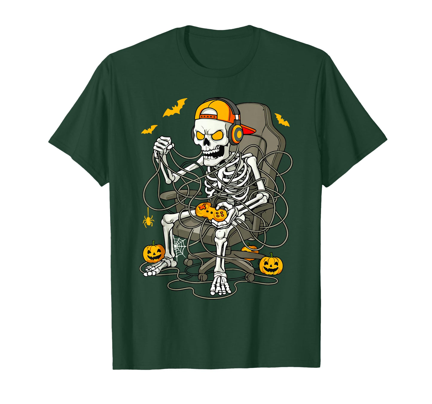 Funny Halloween Skeleton Gamer Video Gaming Boys Men Kids T-Shirt