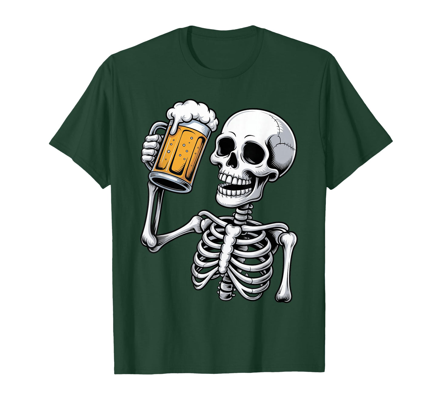 Skeleton Beer Drinker Funny Spooky Halloween Costume Party T-Shirt