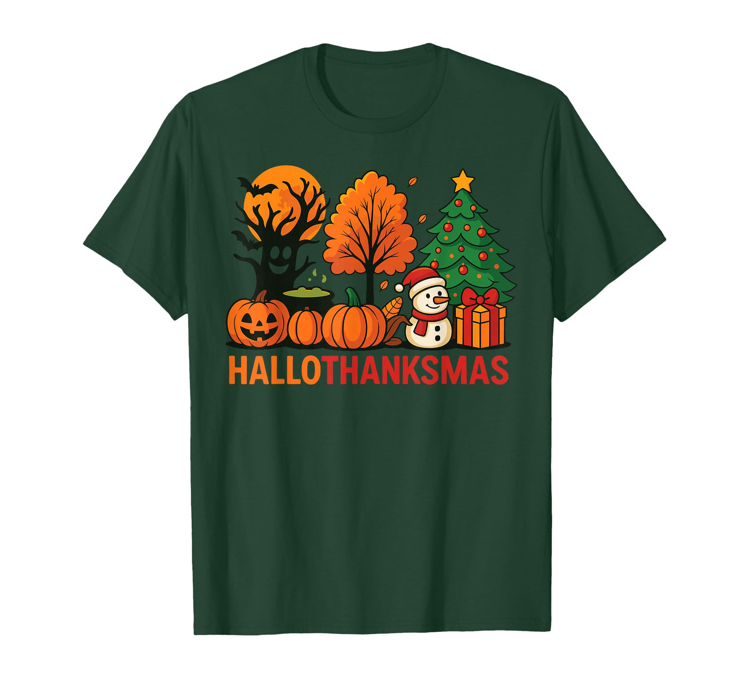 Halloween Thanksgiving Christmas Happy HalloThanksMas T-Shirt