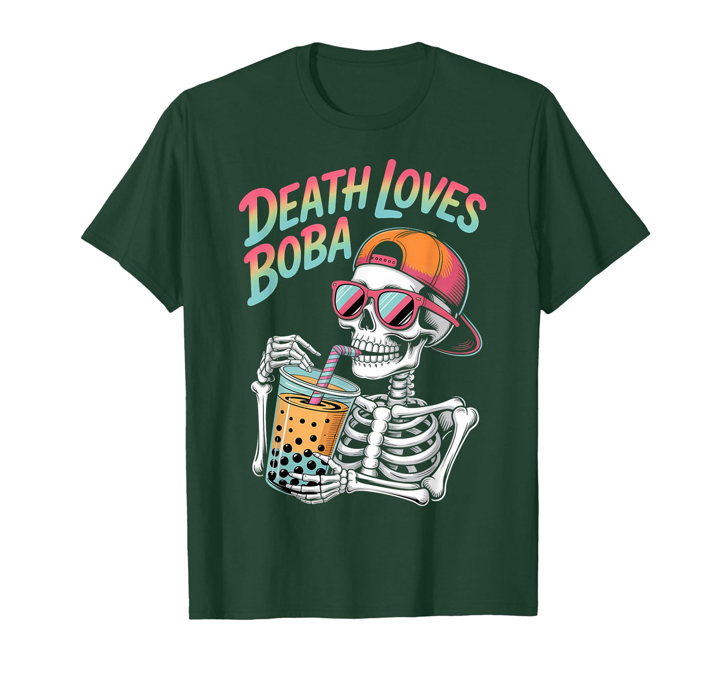 Funny Halloween Skeleton Boba Tea Costume T-Shirt