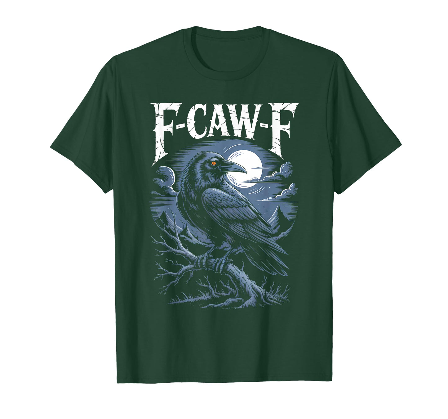Funny F-Caw-F Crow Gothic Moon Humor Halloween T-Shirt