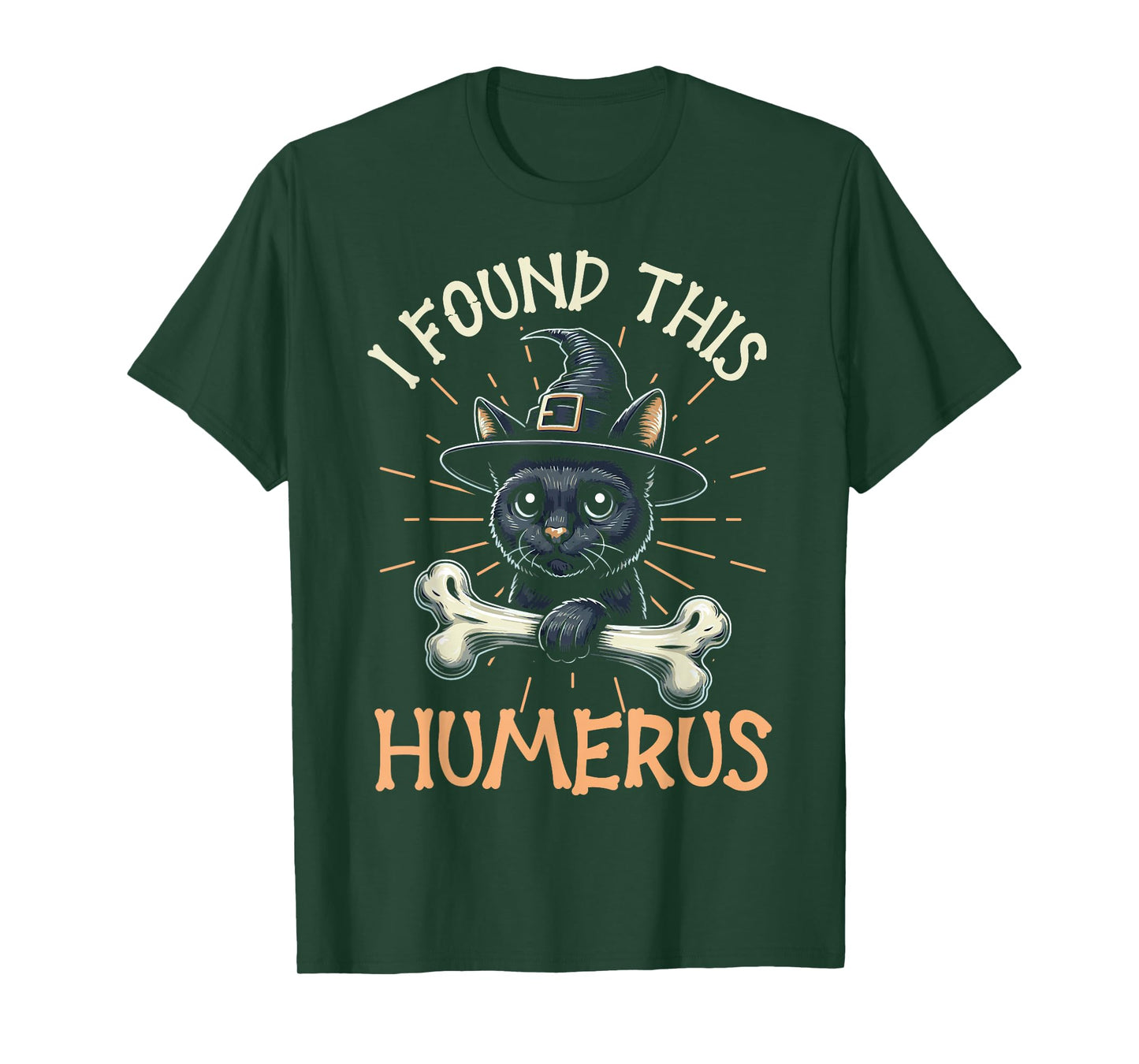 I Found This Humerus - Funny Cat Halloween T-Shirt