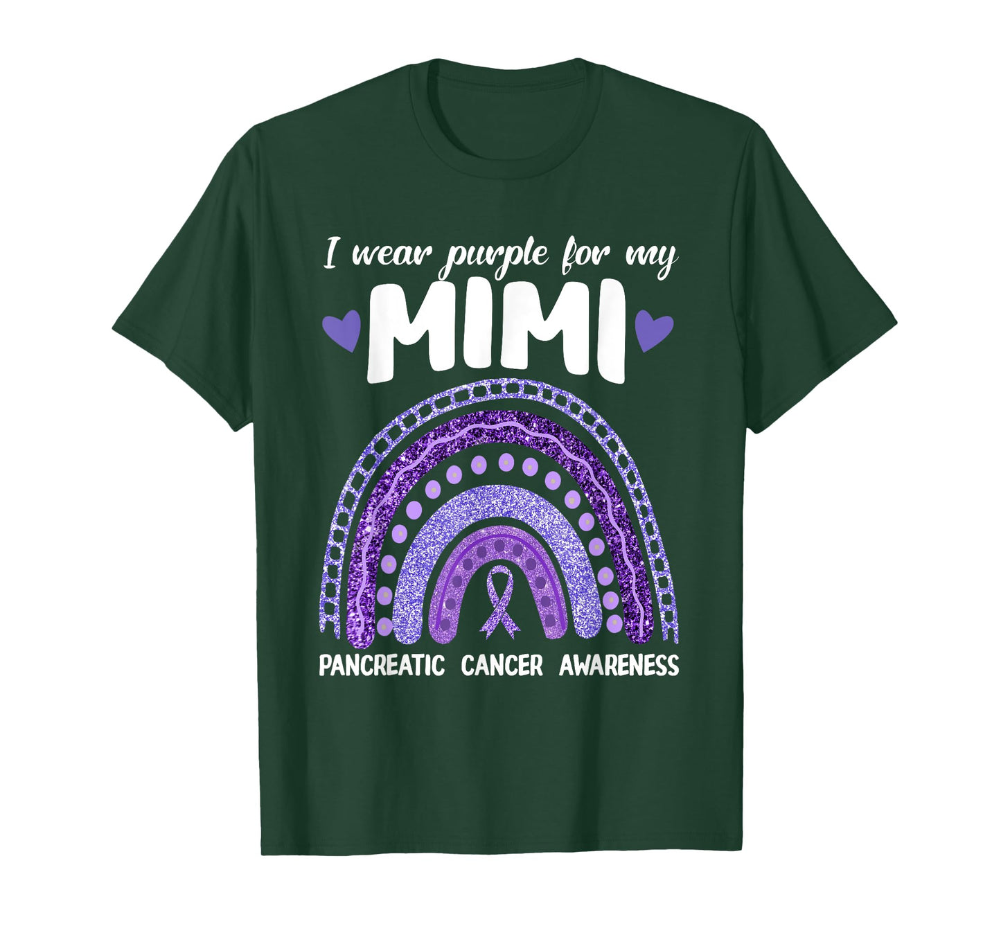 I Wear Purple For My Mimi Pancreatic Cancer Rainbow T-Shirt
