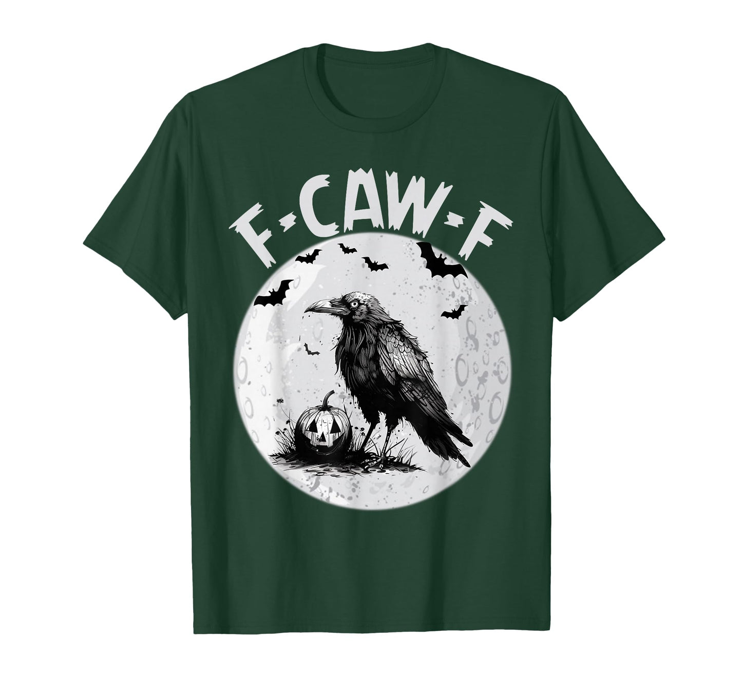 Black Crow Bird F-Caw-F Black Bird Pumpkin Moon Halloween T-Shirt