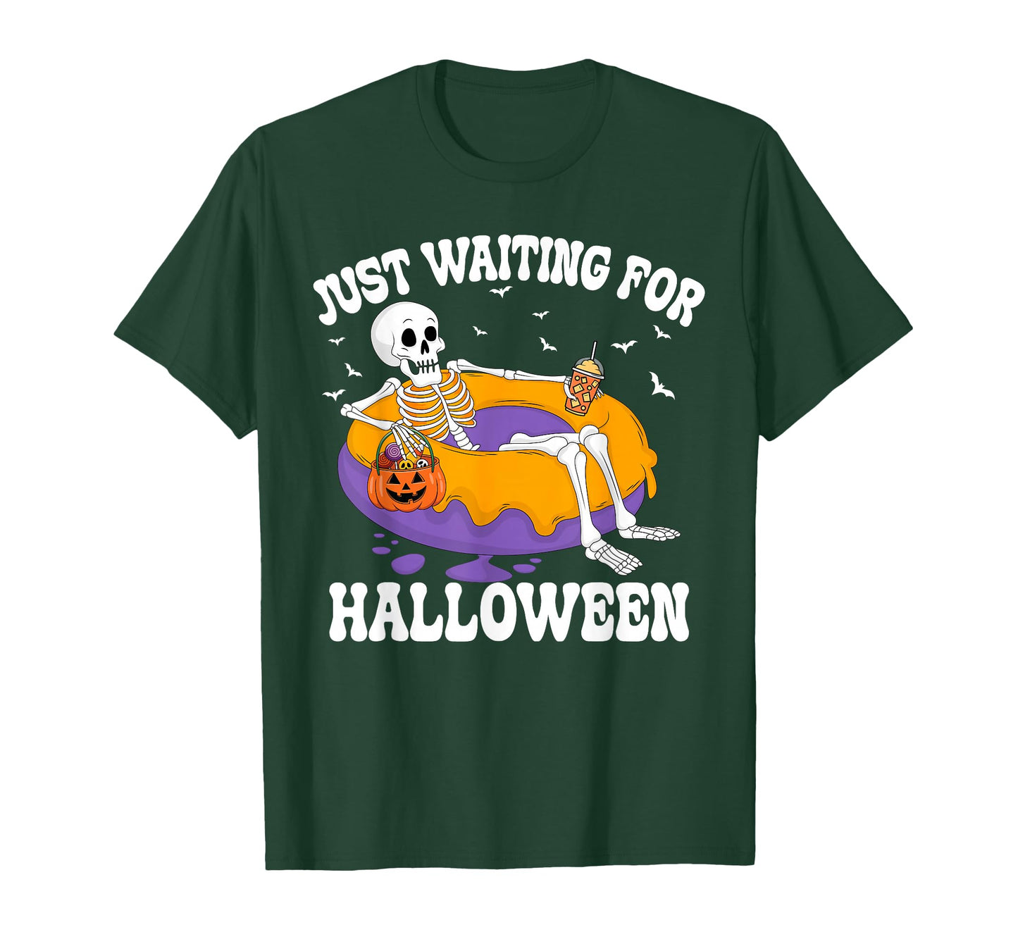 Funny Spooky Skeleton Just Waiting for Halloween T-Shirt