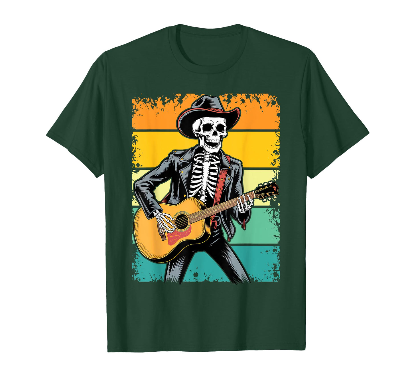 Halloween Skeleton Playing Guitar | Rock and Roll Band T-Shirt