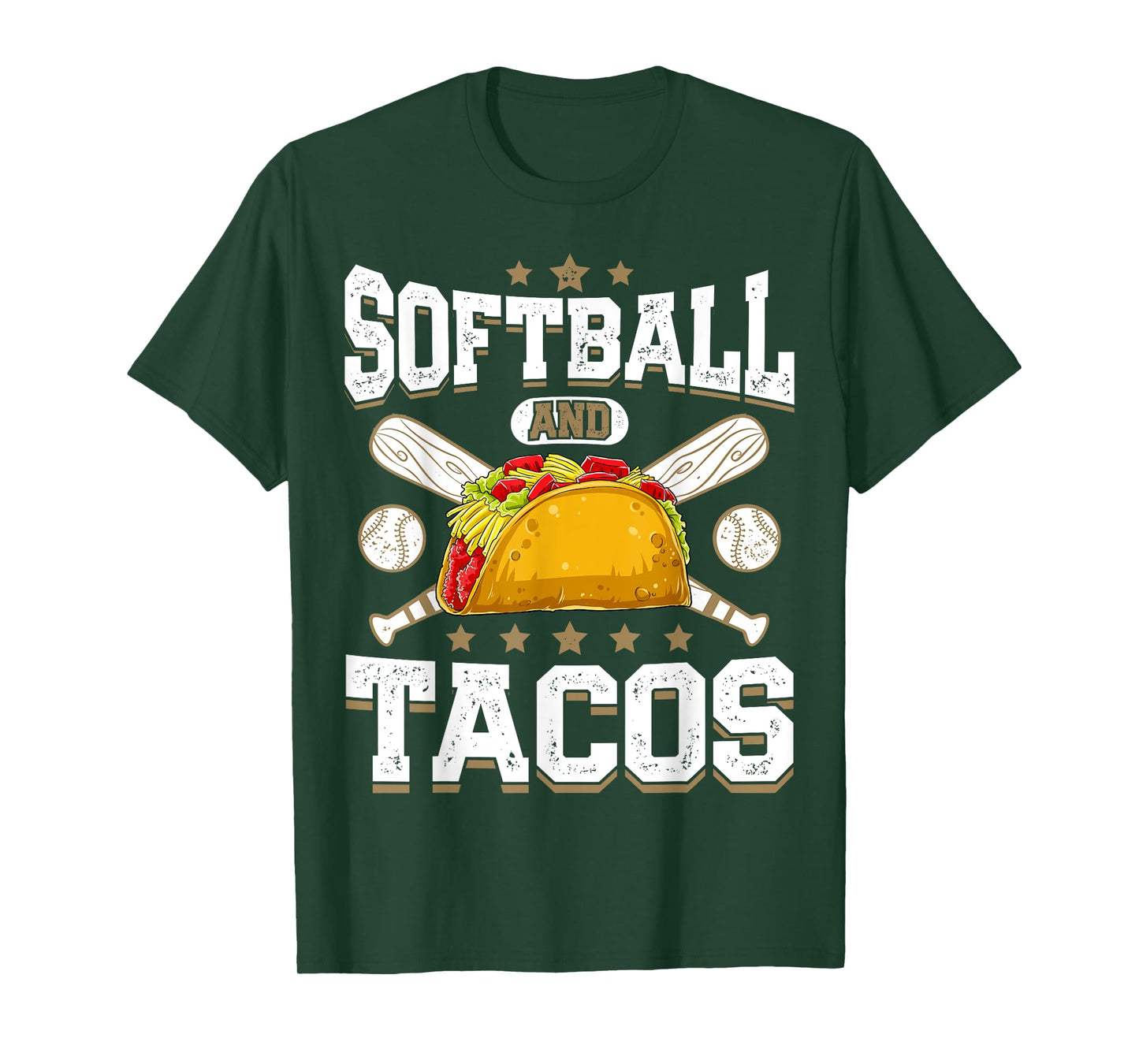 Softball And Tacos Funny Catcher Pitcher Batter Food Lover T-Shirt