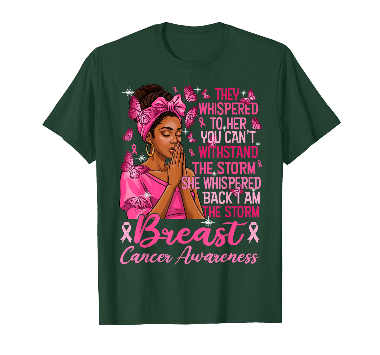 Pink Ribbon I Am Storm Black Women Breast Cancer Awareness T-Shirt