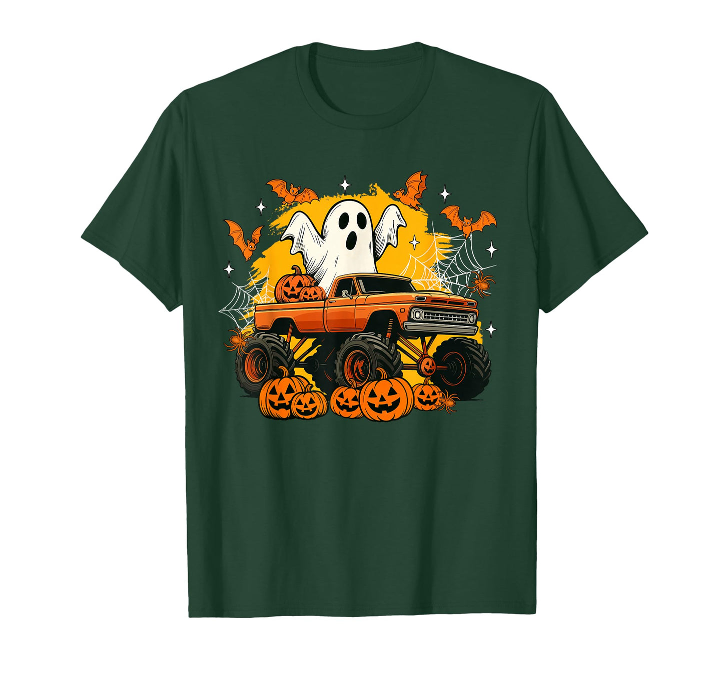 Boo Ghost Monster Truck Pumpkin Halloween Toddler Boys Kids T-Shirt