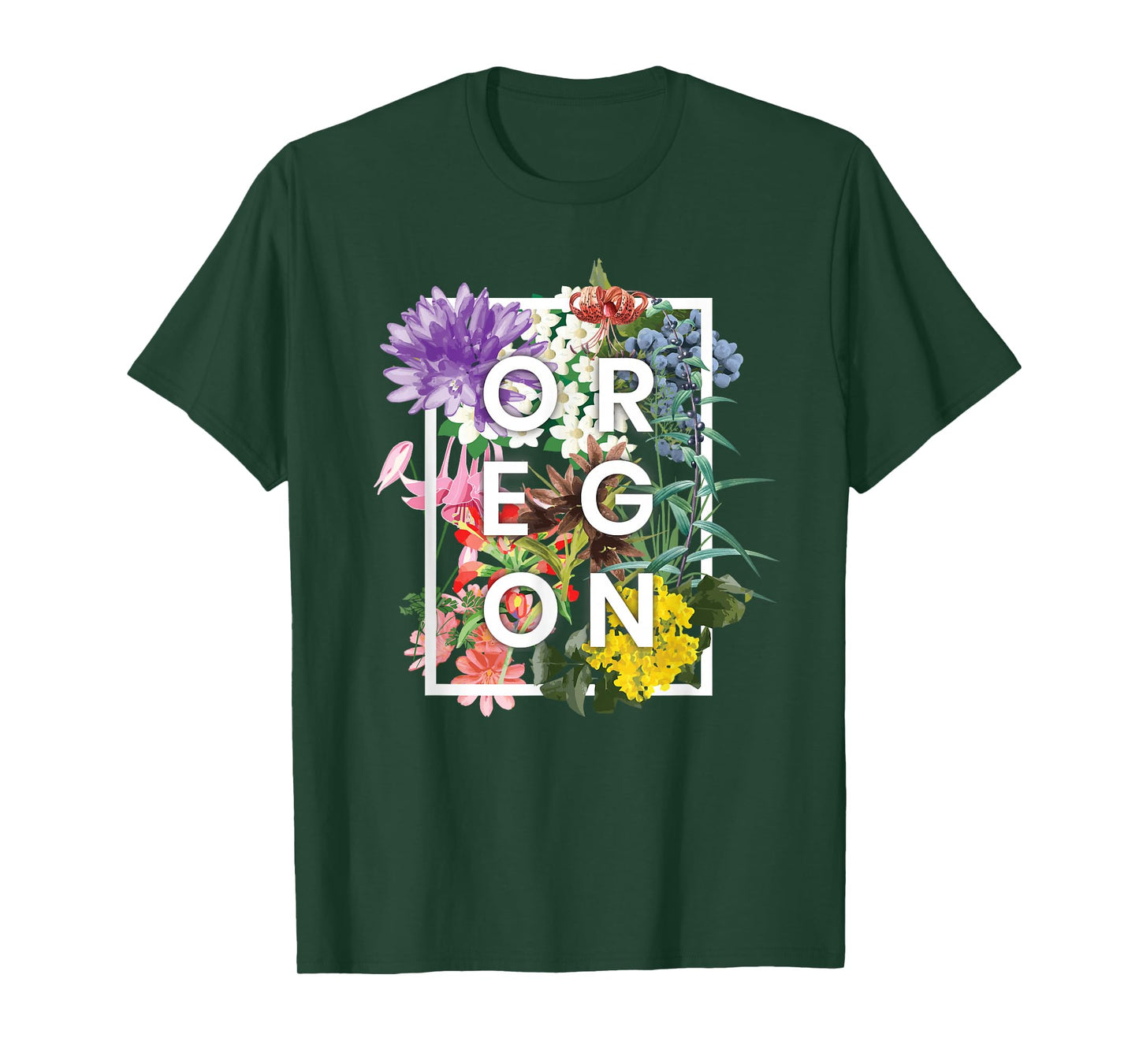 Flowers of Oregon Word Art - Oregon State USA Souvenir T-Shirt
