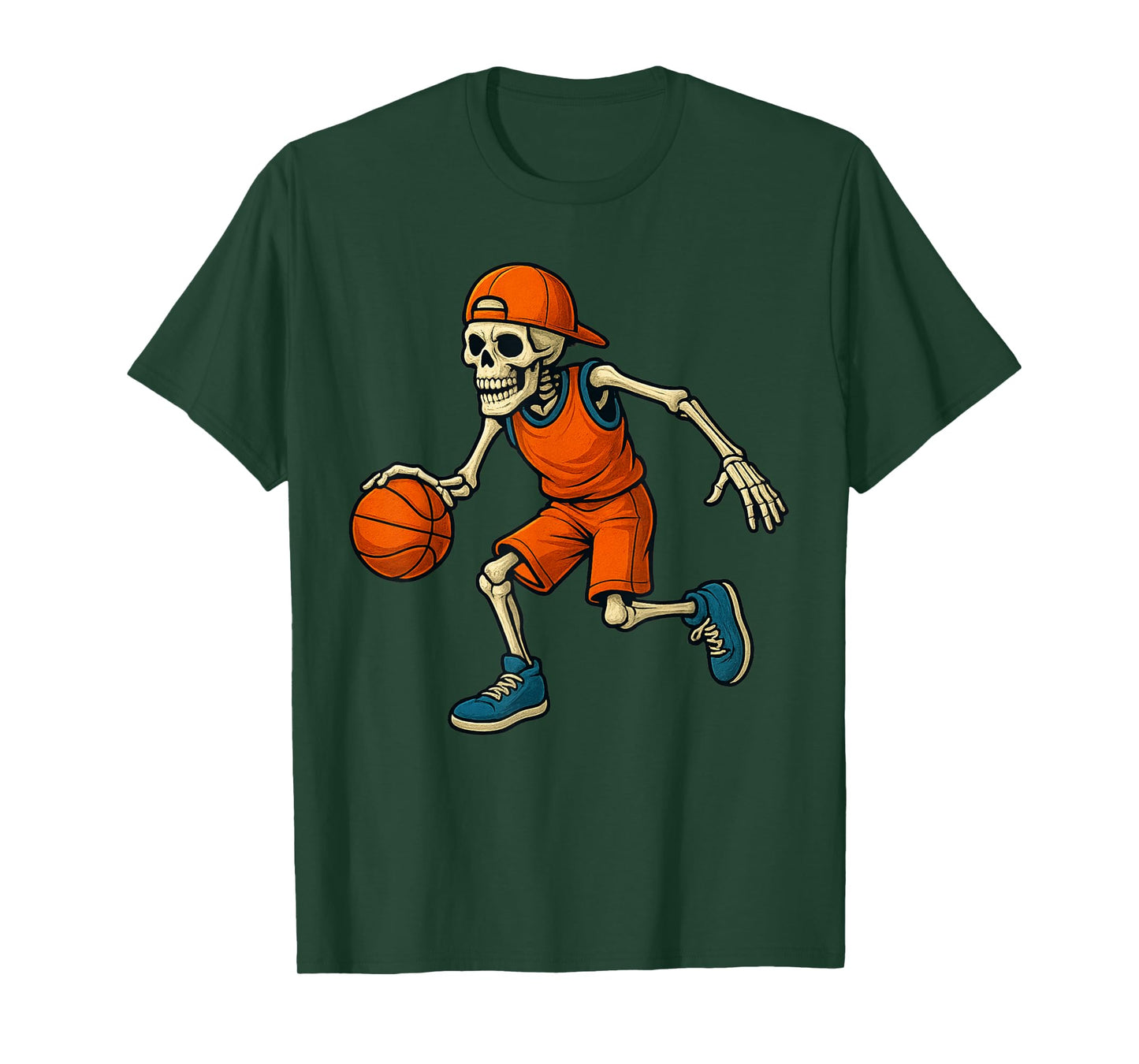 Basketball Skeleton Halloween Spooky Boys Basketball Player T-Shirt