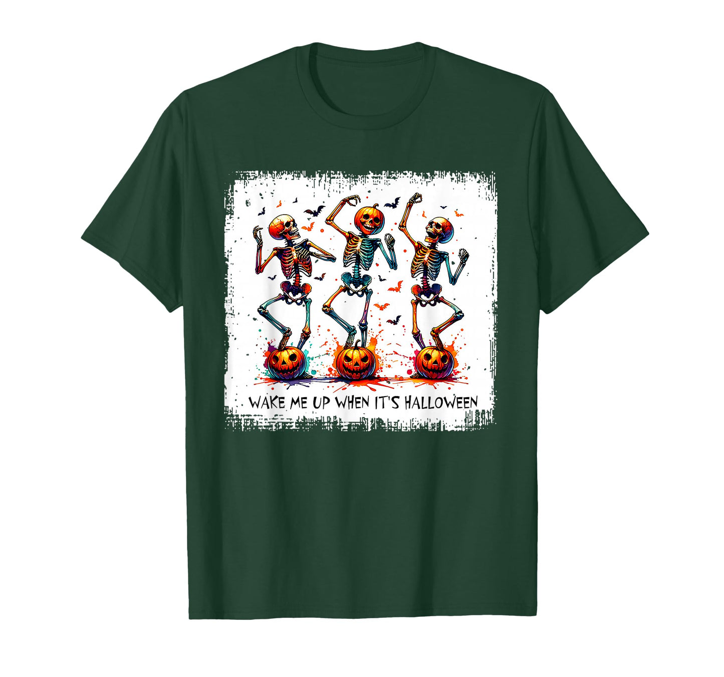 Wake Me When It's Halloween Funny Dancing Skeleton Halloween T-Shirt