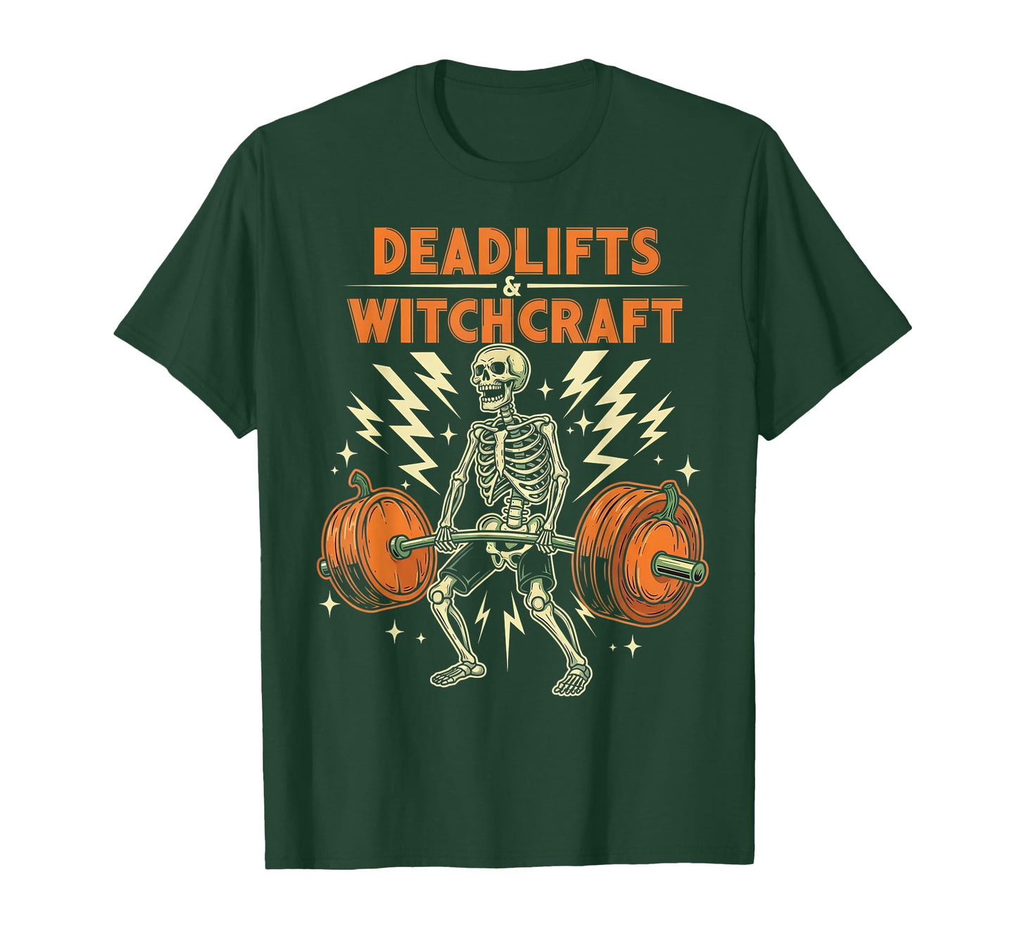 Funny Skeleton Gym Halloween Deadlifts Witchcraft Fitness T-Shirt