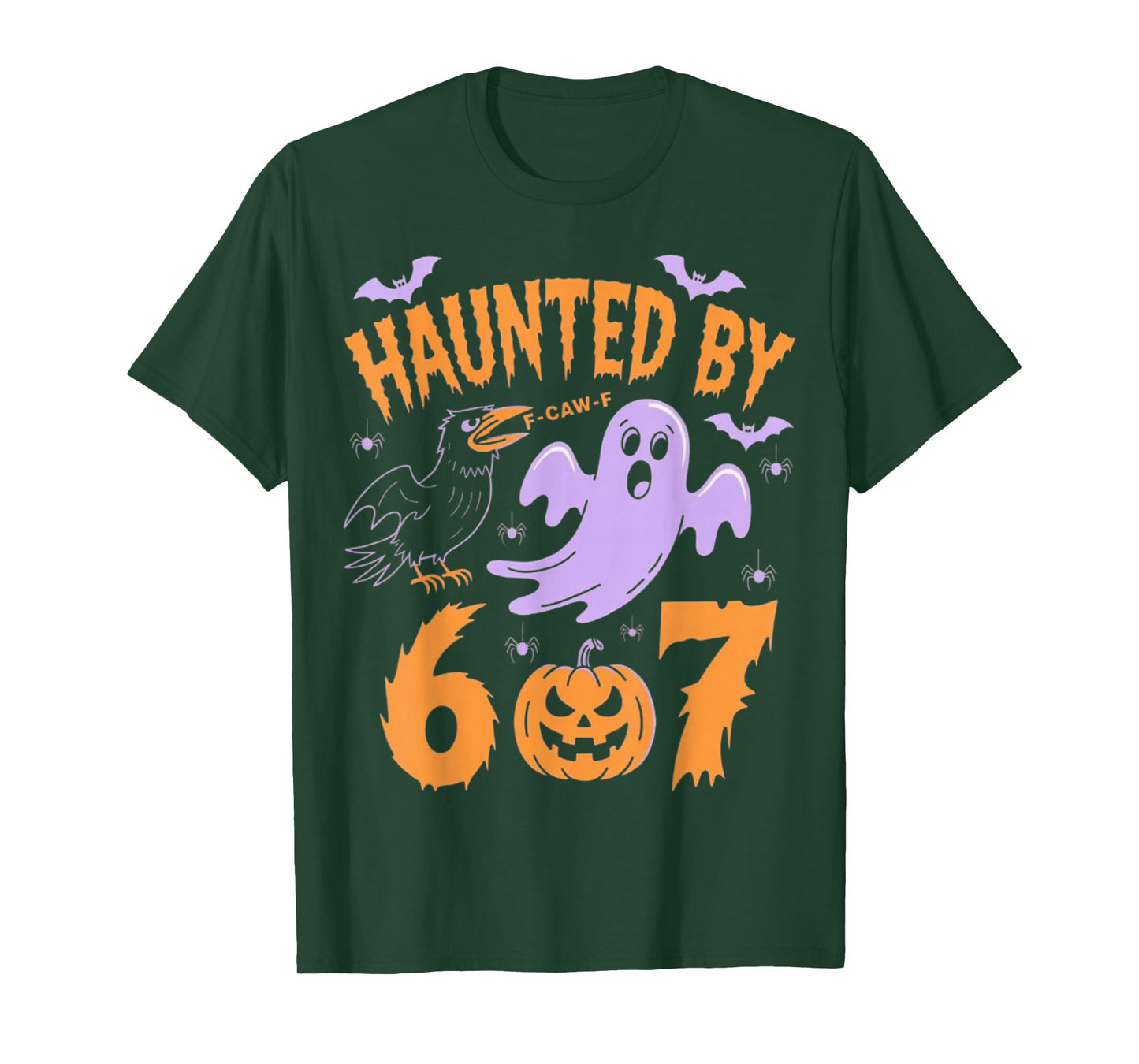 Haunted by 67 F-Caw-F Crow Funny Ghost Halloween Costume T-Shirt