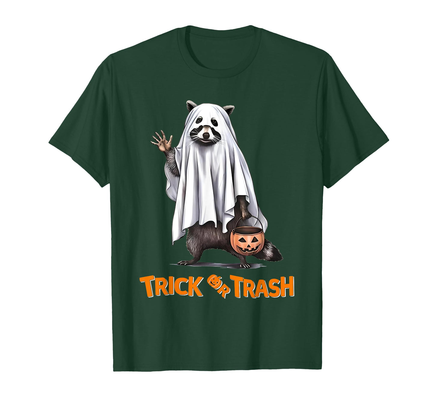 Trick Or Trash Funny Raccoon Halloween Ghost Costume Racoon T-Shirt