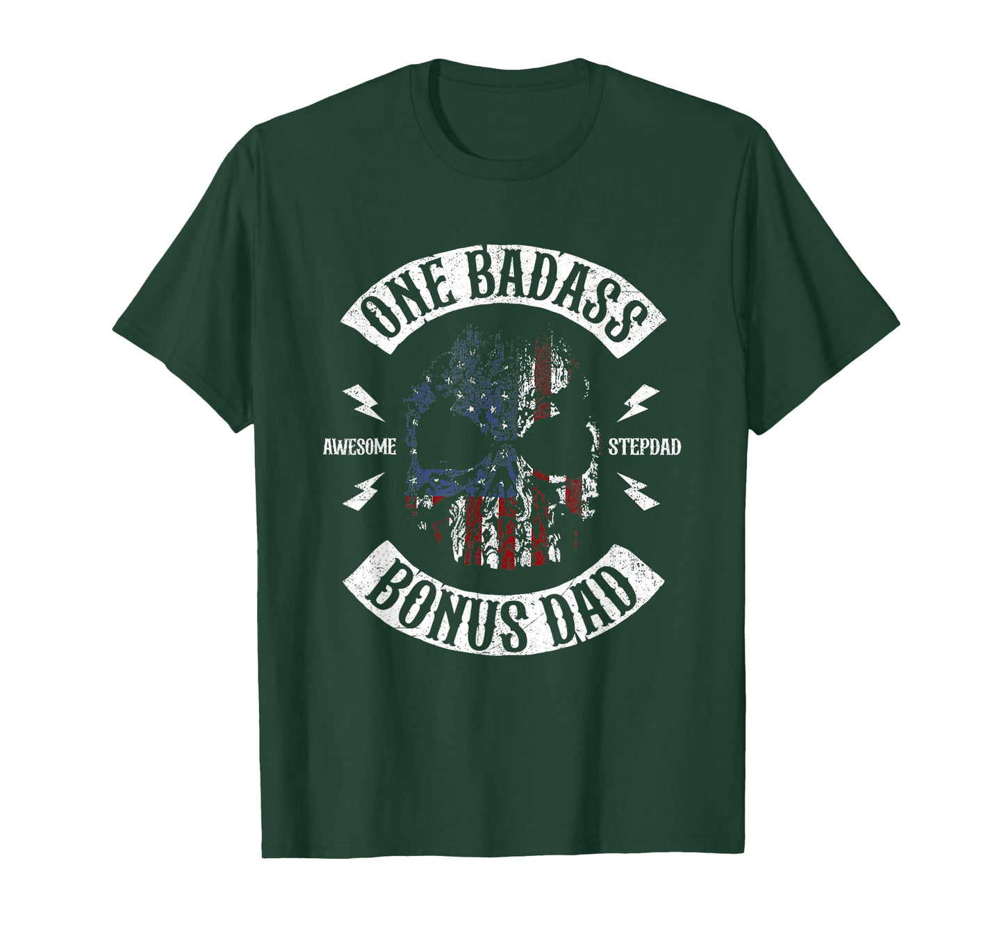 Mens One Badass Bonus Stepdad Birthday Step Dad Fathers Day T-Shirt