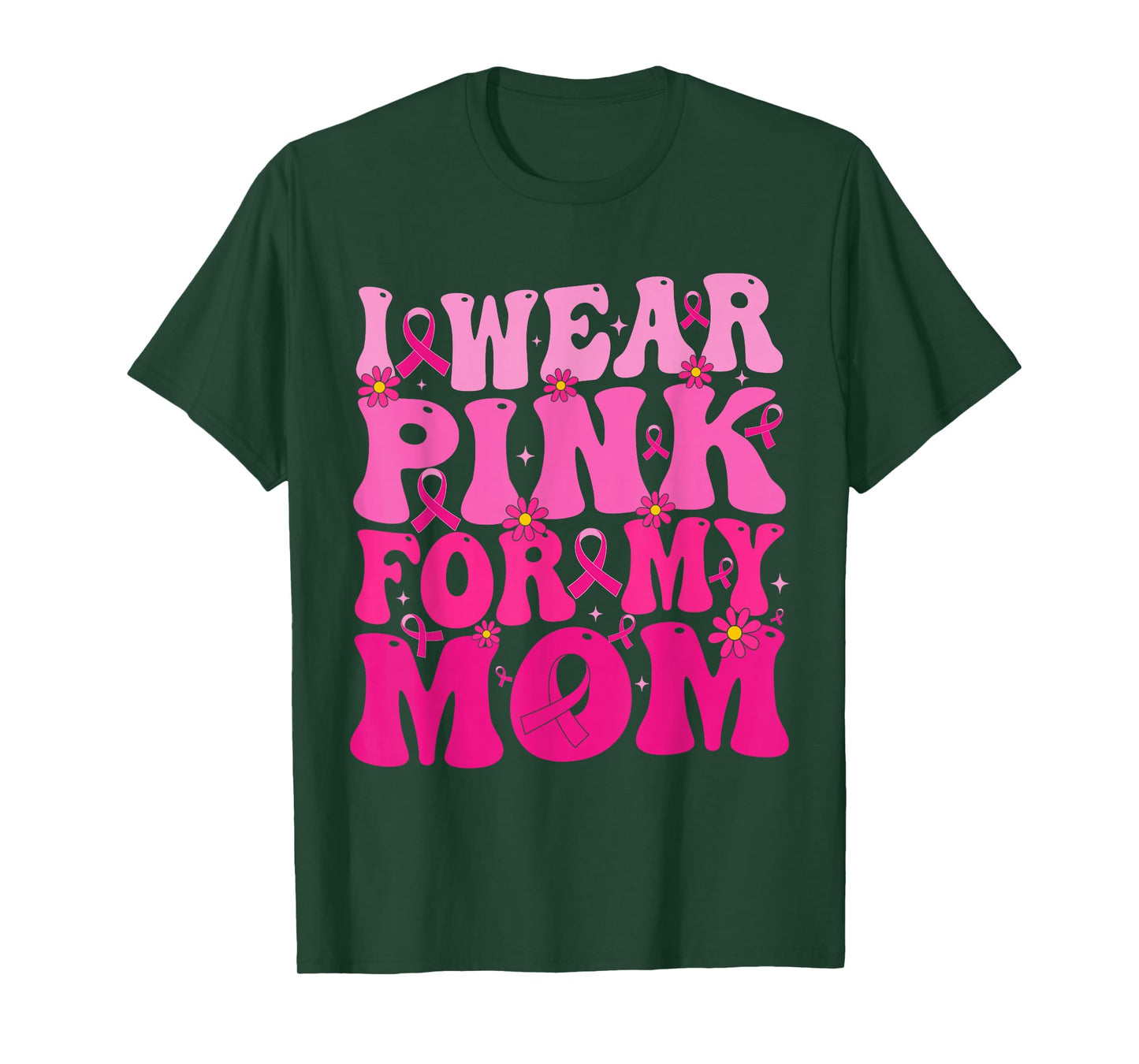 I Wear Pink for My Mom Breast Cancer Support Squad Ribbon T-Shirt