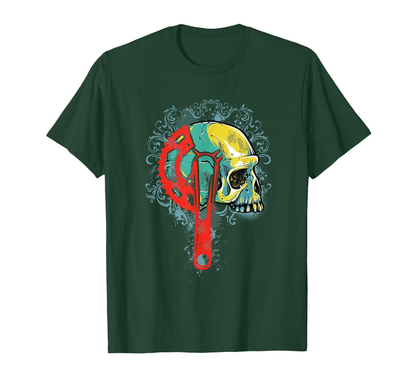 Bike Shirt Gift For Boys Men Cyclists Skull Bicycle Crankset