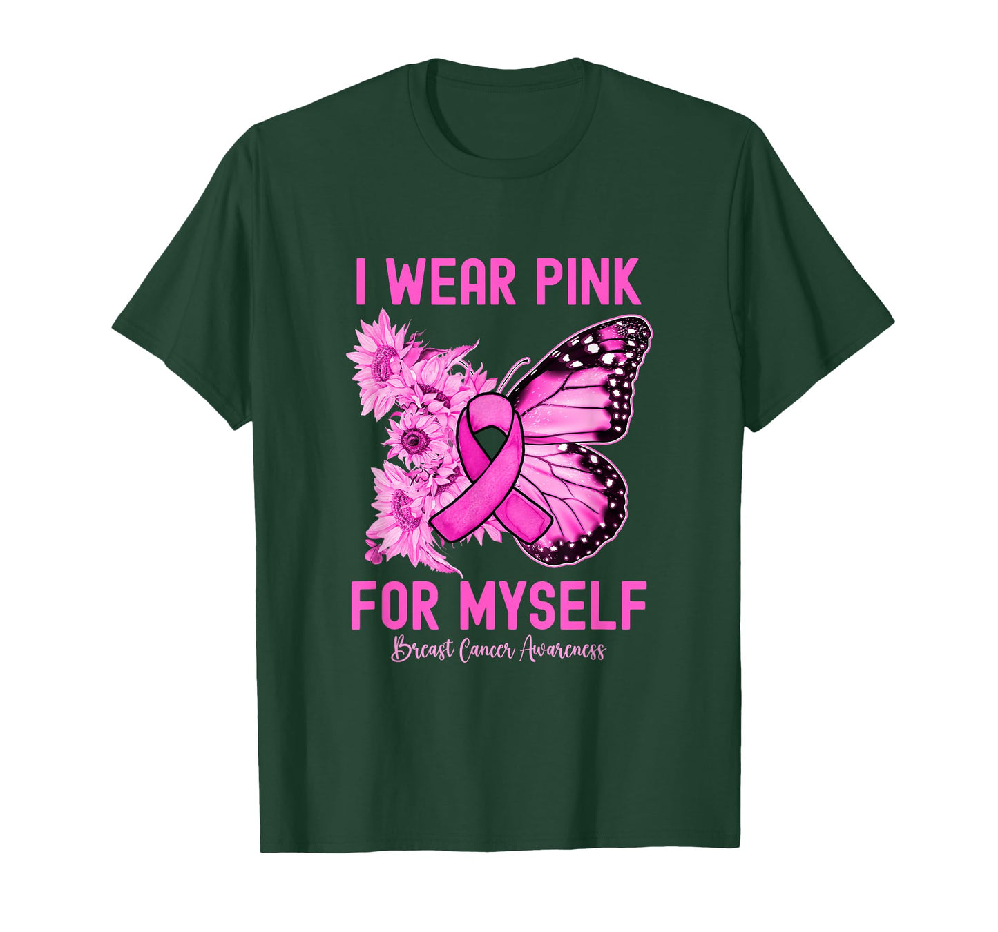 I Wear Pink For Myself Butterfly Breast Cancer Awareness T-Shirt
